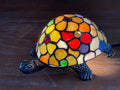U2Antique Turtle Tiffany Mosaic Stained Glass Table Lamp Beige