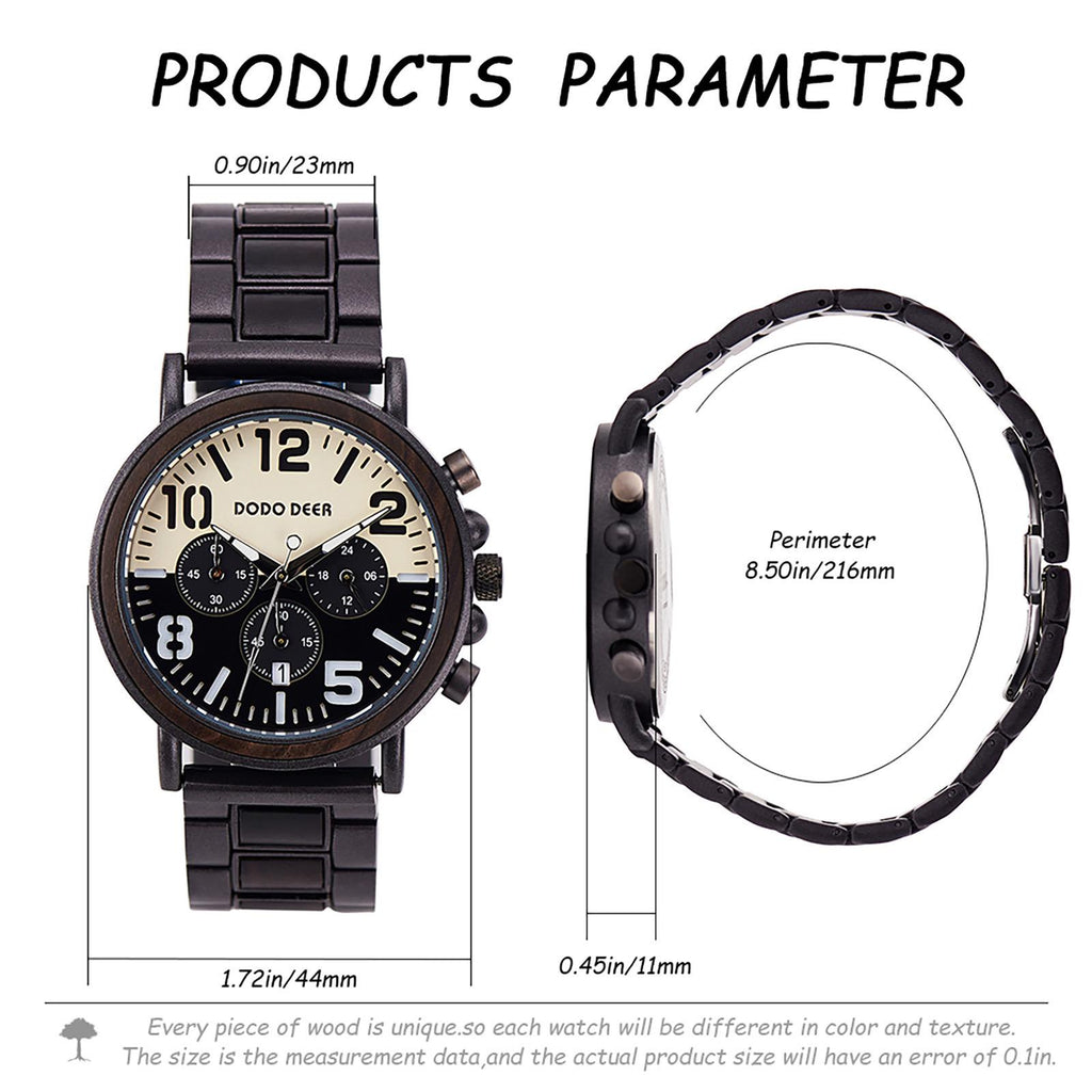Oryeia Custom Engraved Chronograph Wood Watch for Men