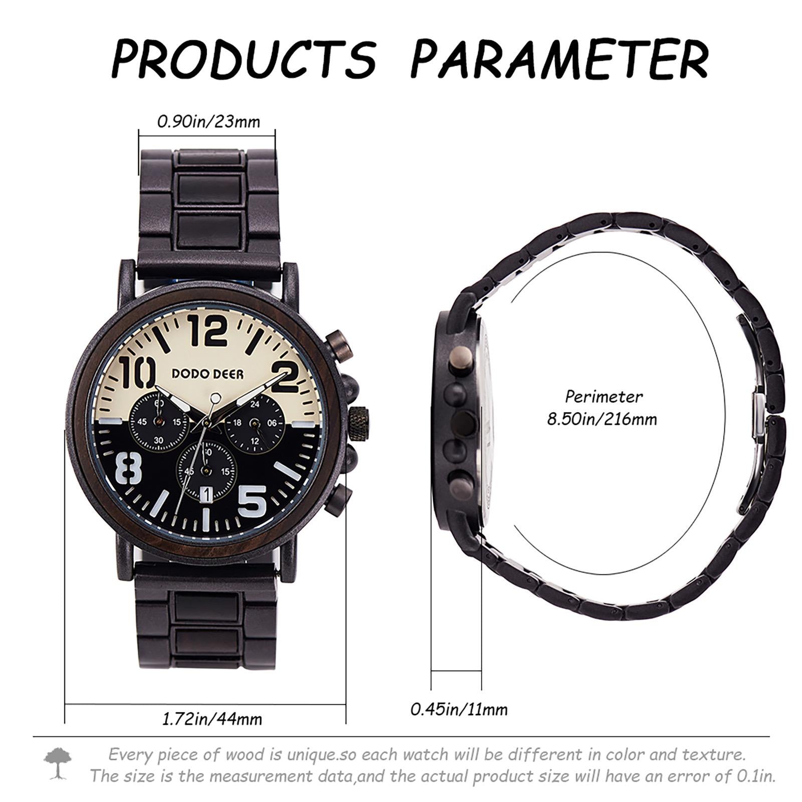 Oryeia Custom Engraved Chronograph Wood Watch for Men
