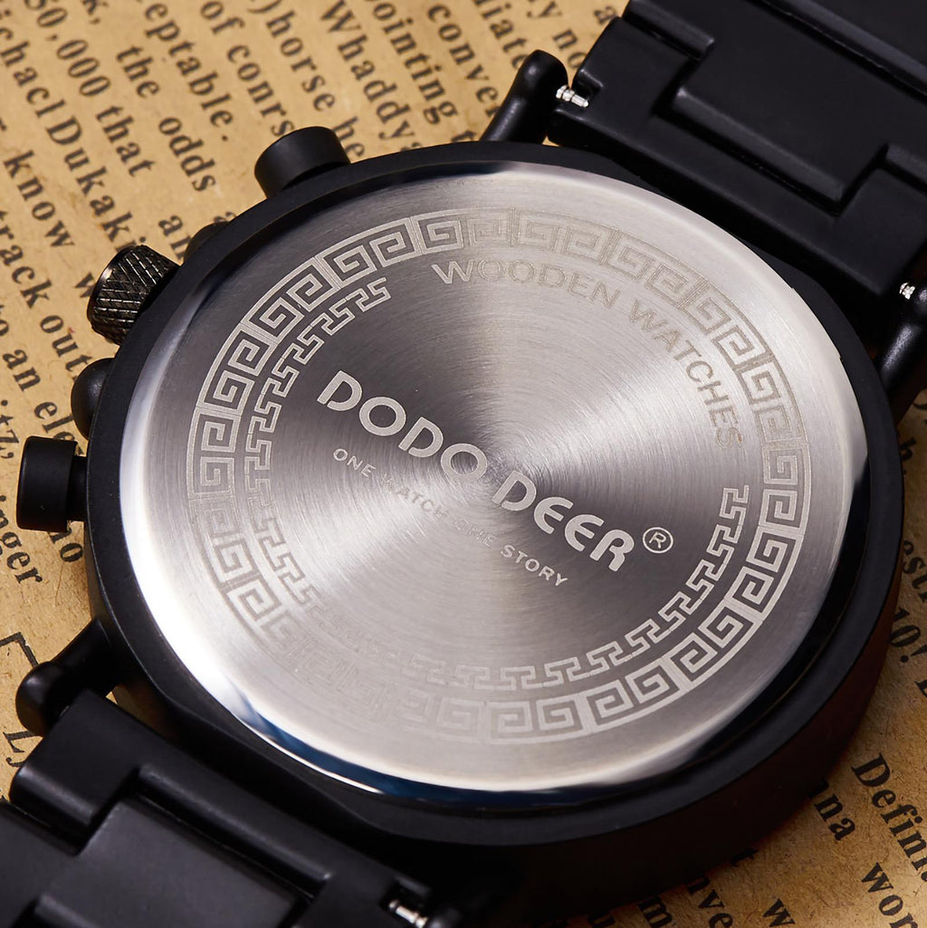 Oryeia Custom Engraved Chronograph Wood Watch for Men
