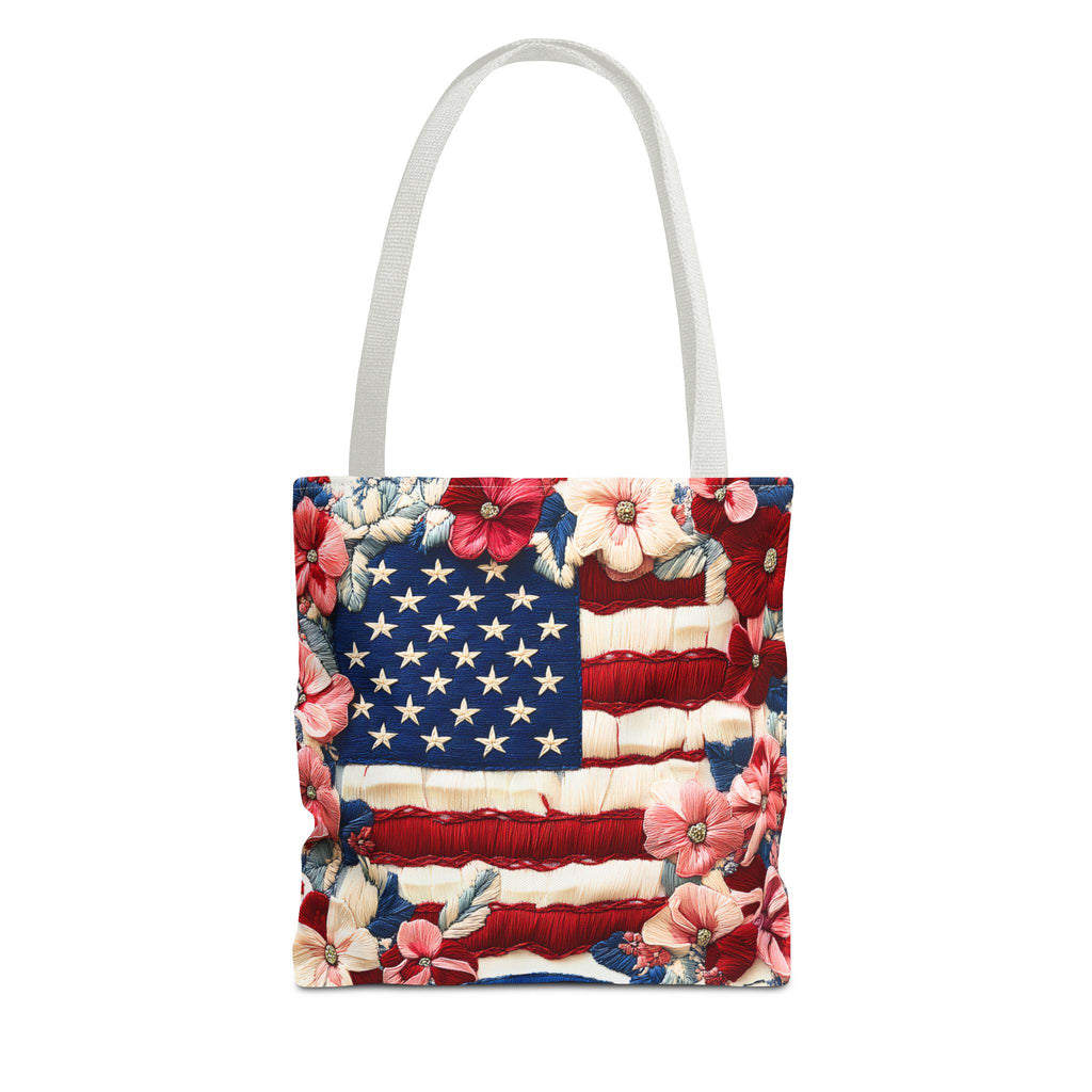LELORESTORE Patriotic Floral Tote Bag American Flag Wildflower
