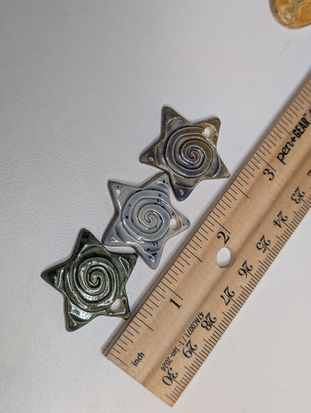 NoctemPottery Star Swirl Spiral Ceramic Pendant Necklace Adjustable Cord
