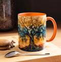Tree of Life Ceramic Mug 15oz Boho Leaf Design Coffee Cup