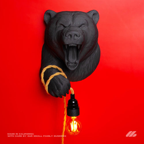 April16studio Black Bear Wall Lamp 3D Printed Night Light Black