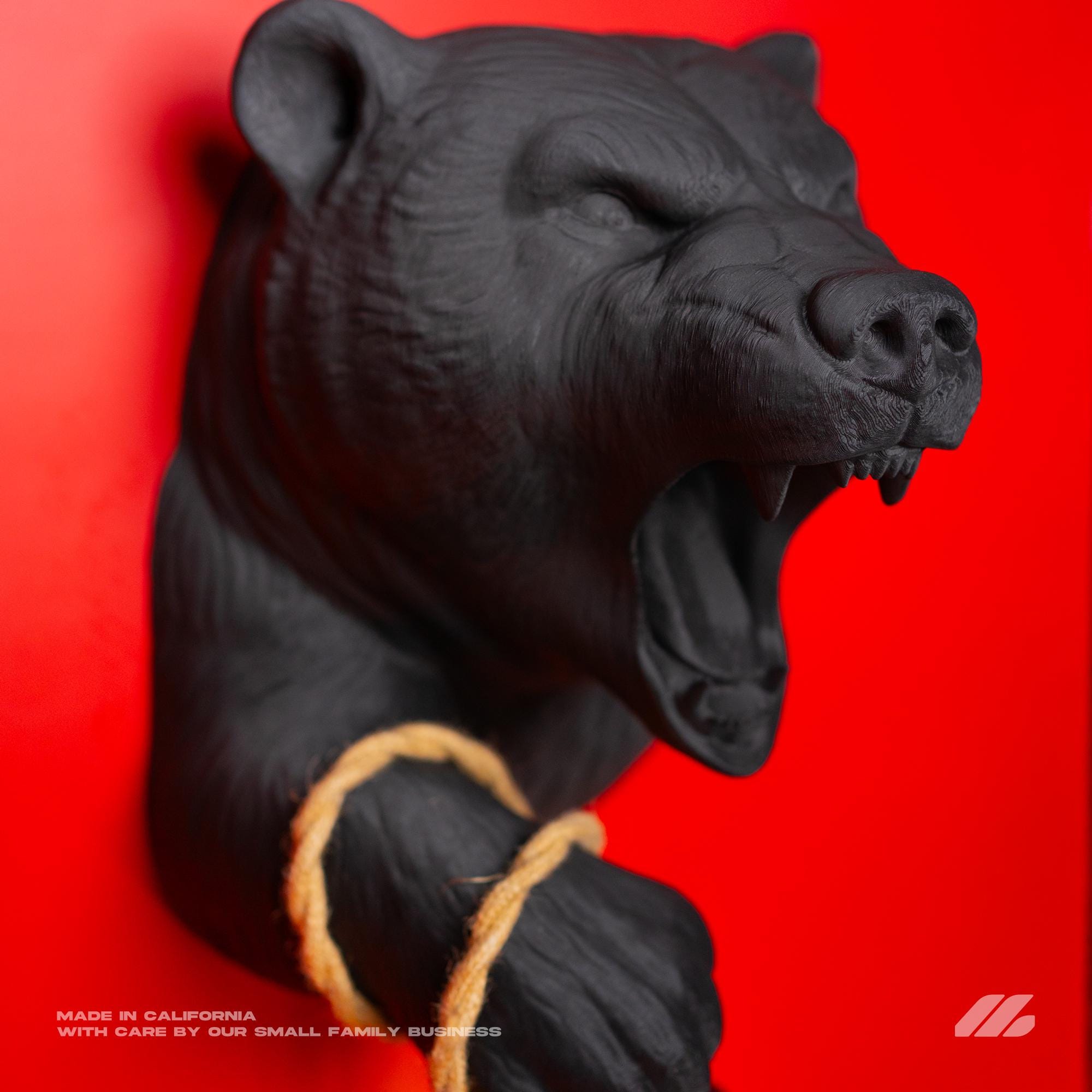 April16studio Black Bear Wall Lamp 3D Printed Night Light Black