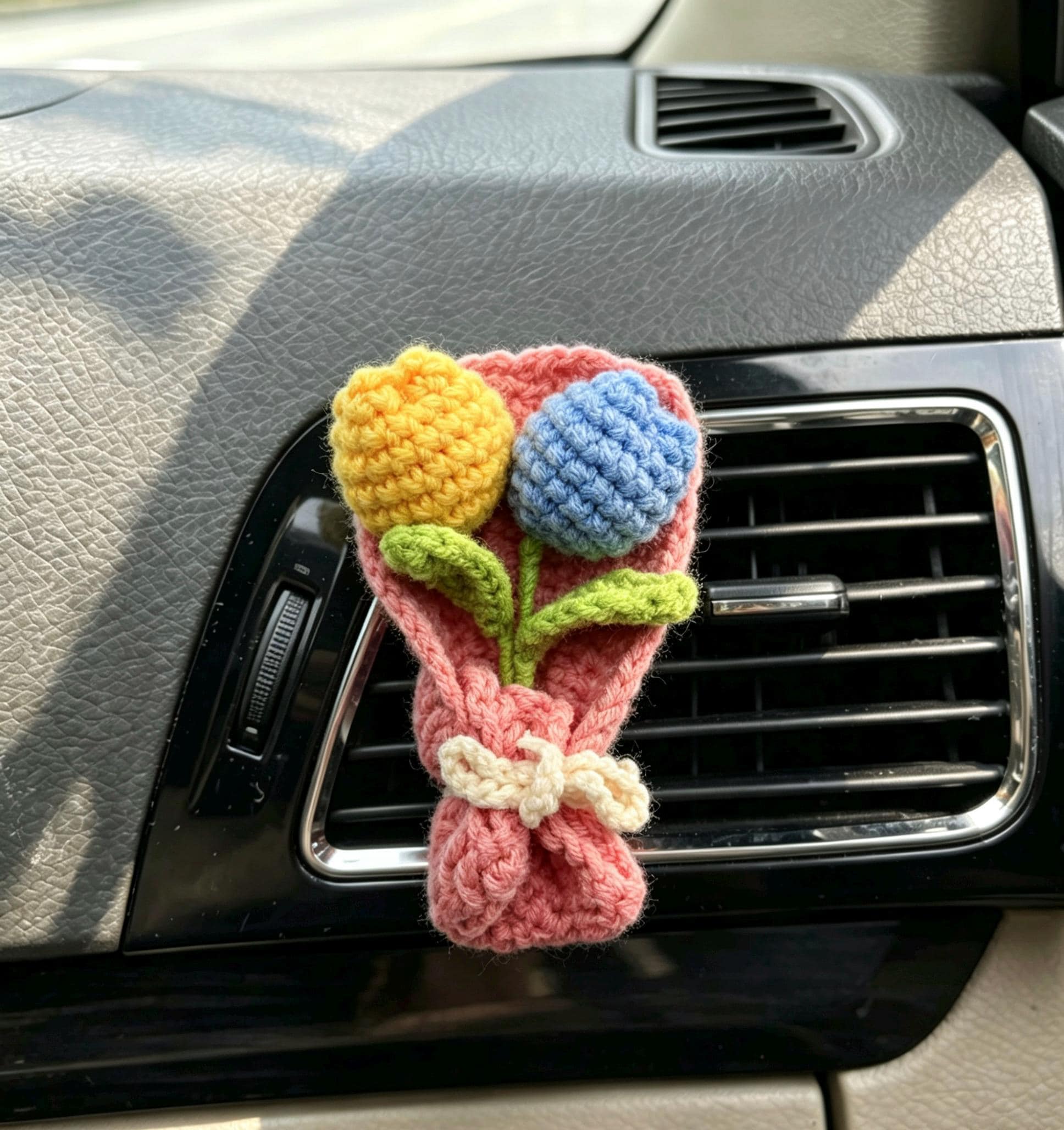 Crochet Recipe Handmade Crochet Flower Car Vent Clip With Scent Tablet Air Freshener