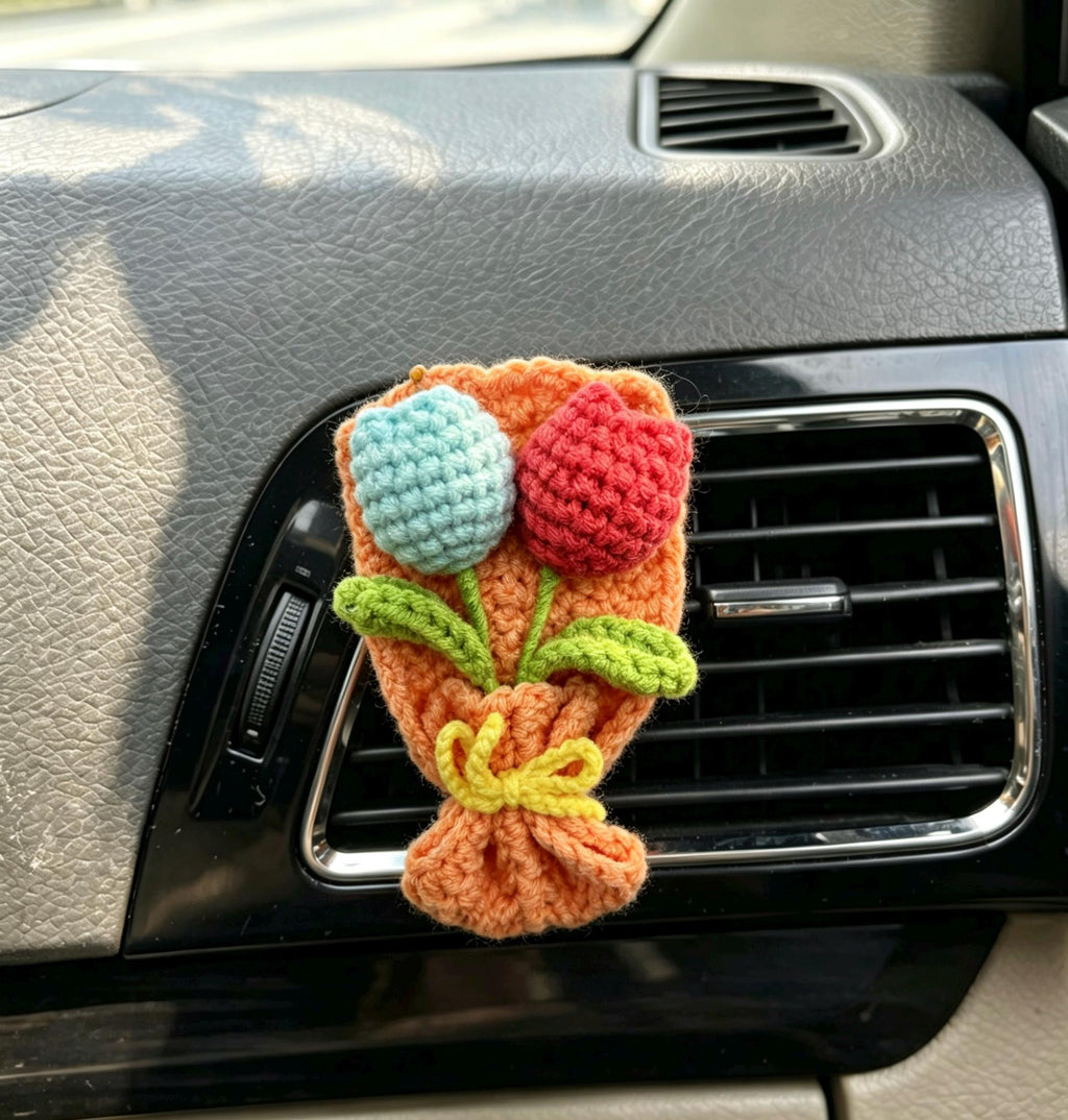 Crochet Recipe Handmade Crochet Flower Car Vent Clip With Scent Tablet Air Freshener