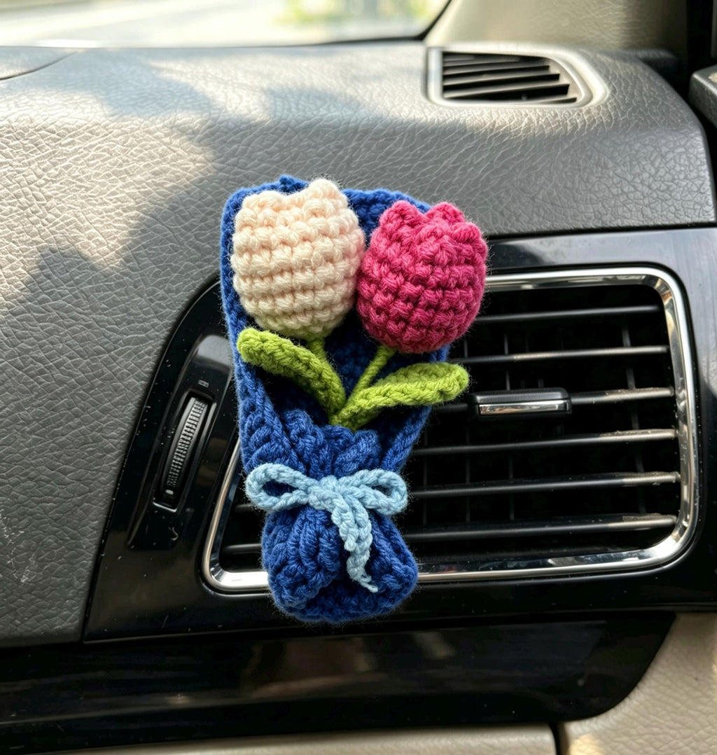 Crochet Recipe Handmade Crochet Flower Car Vent Clip With Scent Tablet Air Freshener