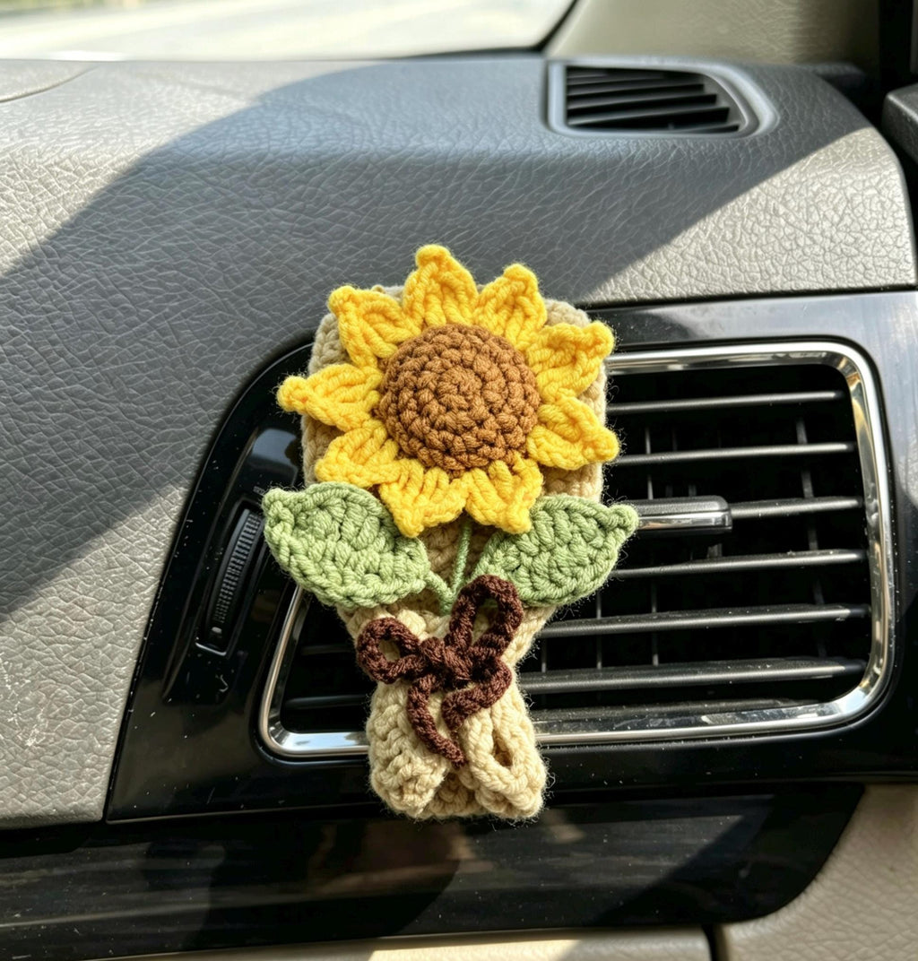 Crochet Recipe Handmade Crochet Flower Car Vent Clip With Scent Tablet Air Freshener