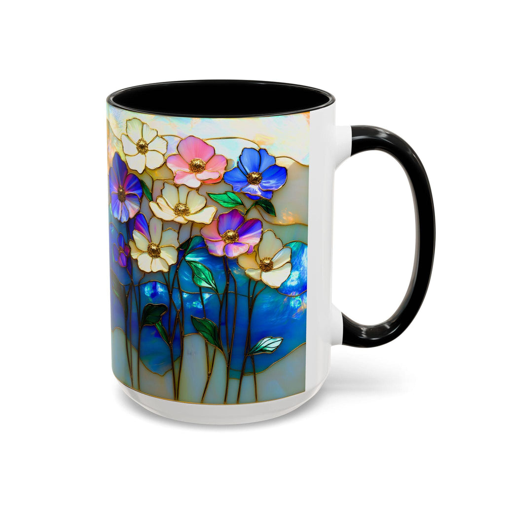 LELORESTORE Stained Glass Style Floral Mug 11oz Wildflower Coffee Cup