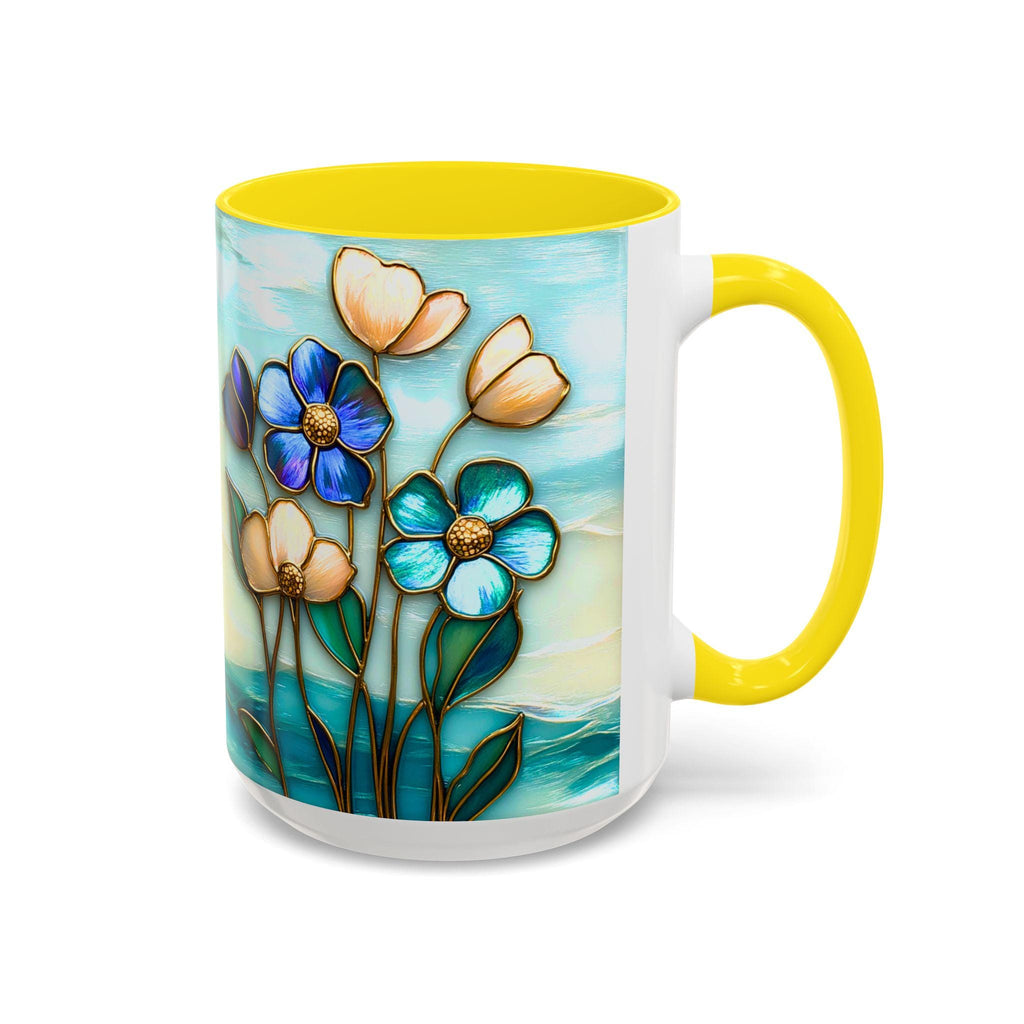 LELORESTORE Stained Glass Style Floral Mug 11oz 15oz