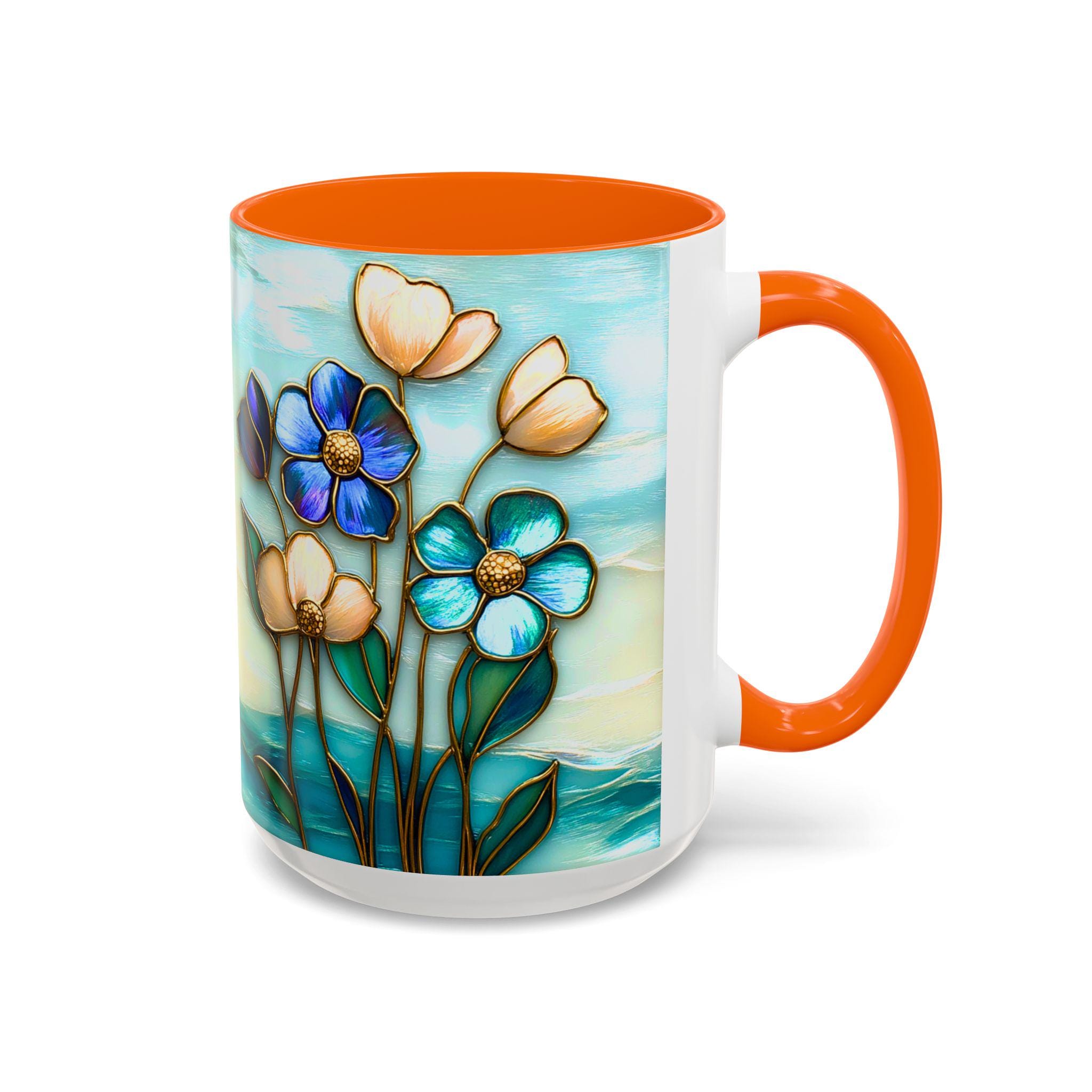 LELORESTORE Stained Glass Style Floral Mug 11oz 15oz