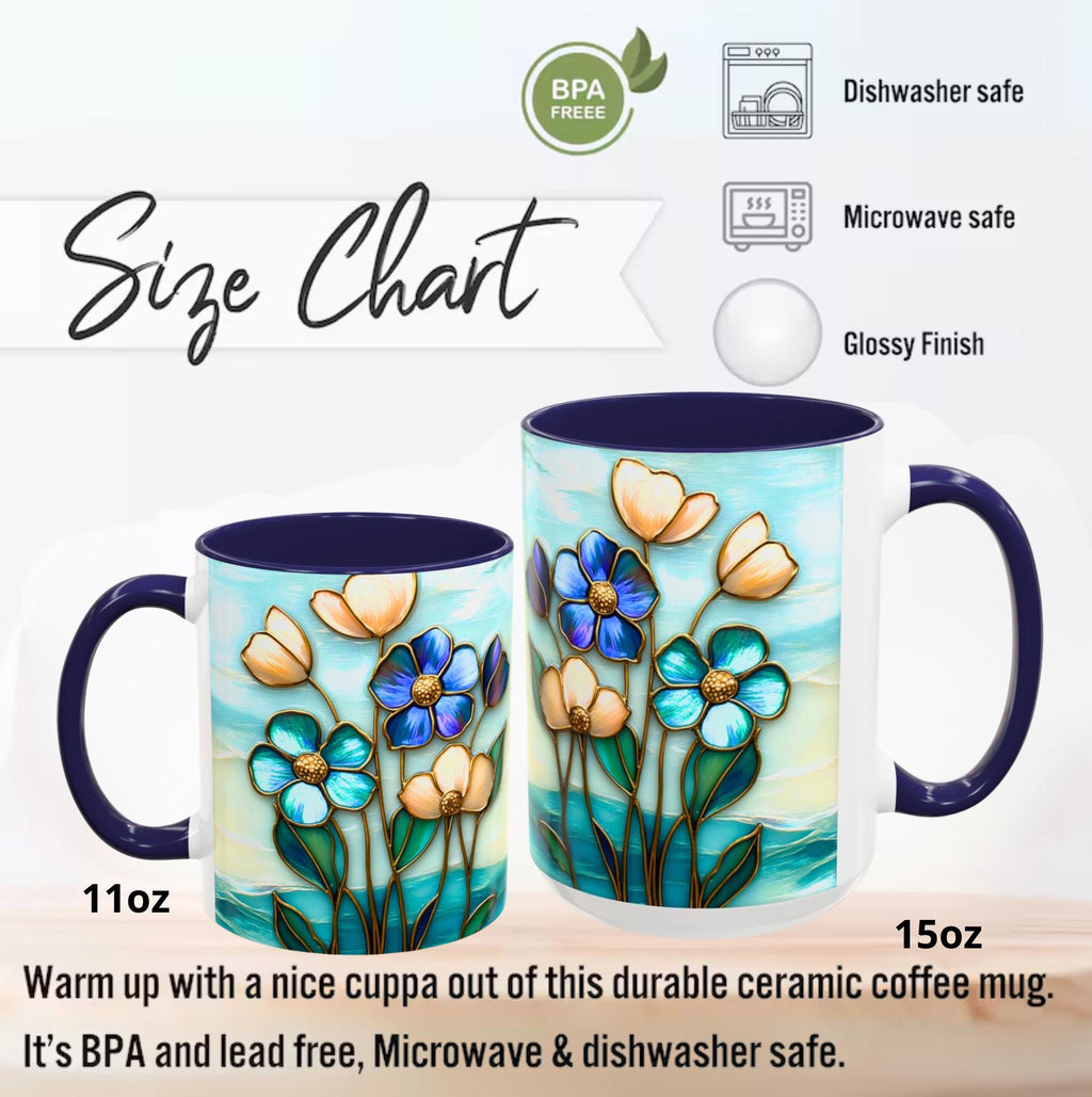 LELORESTORE Stained Glass Style Floral Mug 11oz 15oz