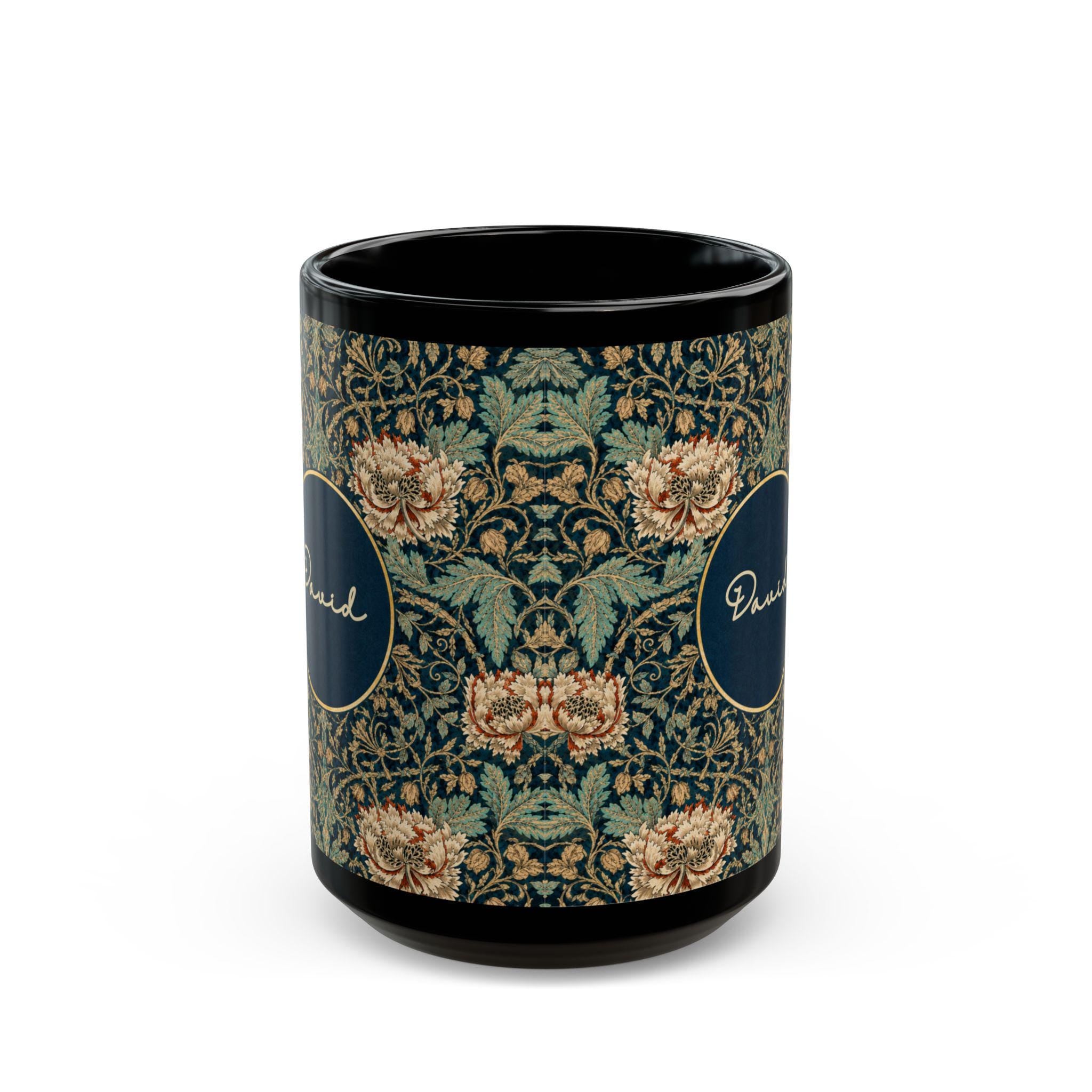 Custom Floral Coffee Mug Personalized Botanical Ceramic Cup Cottagecore