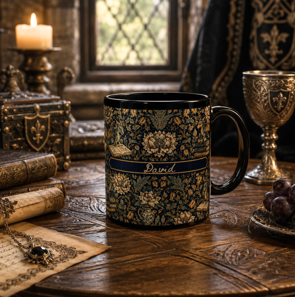 LELORESTORE Personalized Dark Academia Floral Mug Gothic Botanical Coffee Cup