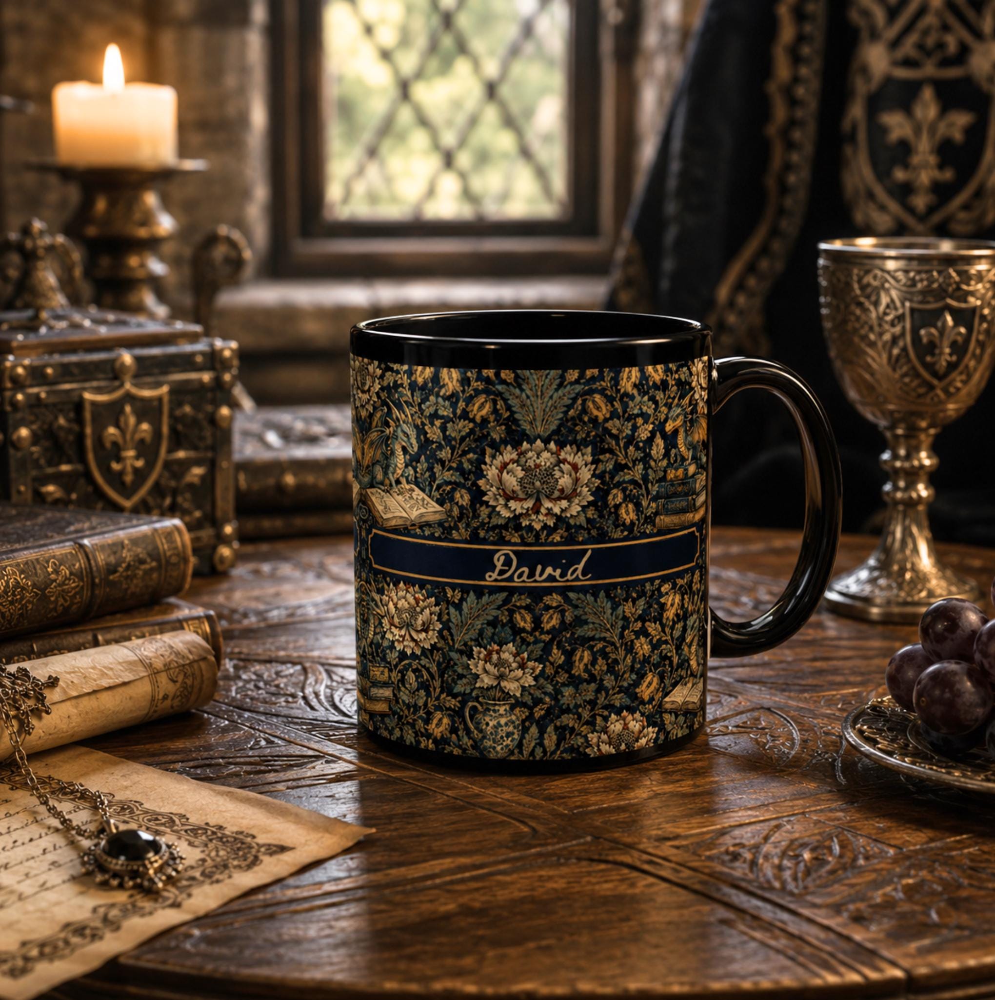 LELORESTORE Personalized Dark Academia Floral Mug Gothic Botanical Coffee Cup