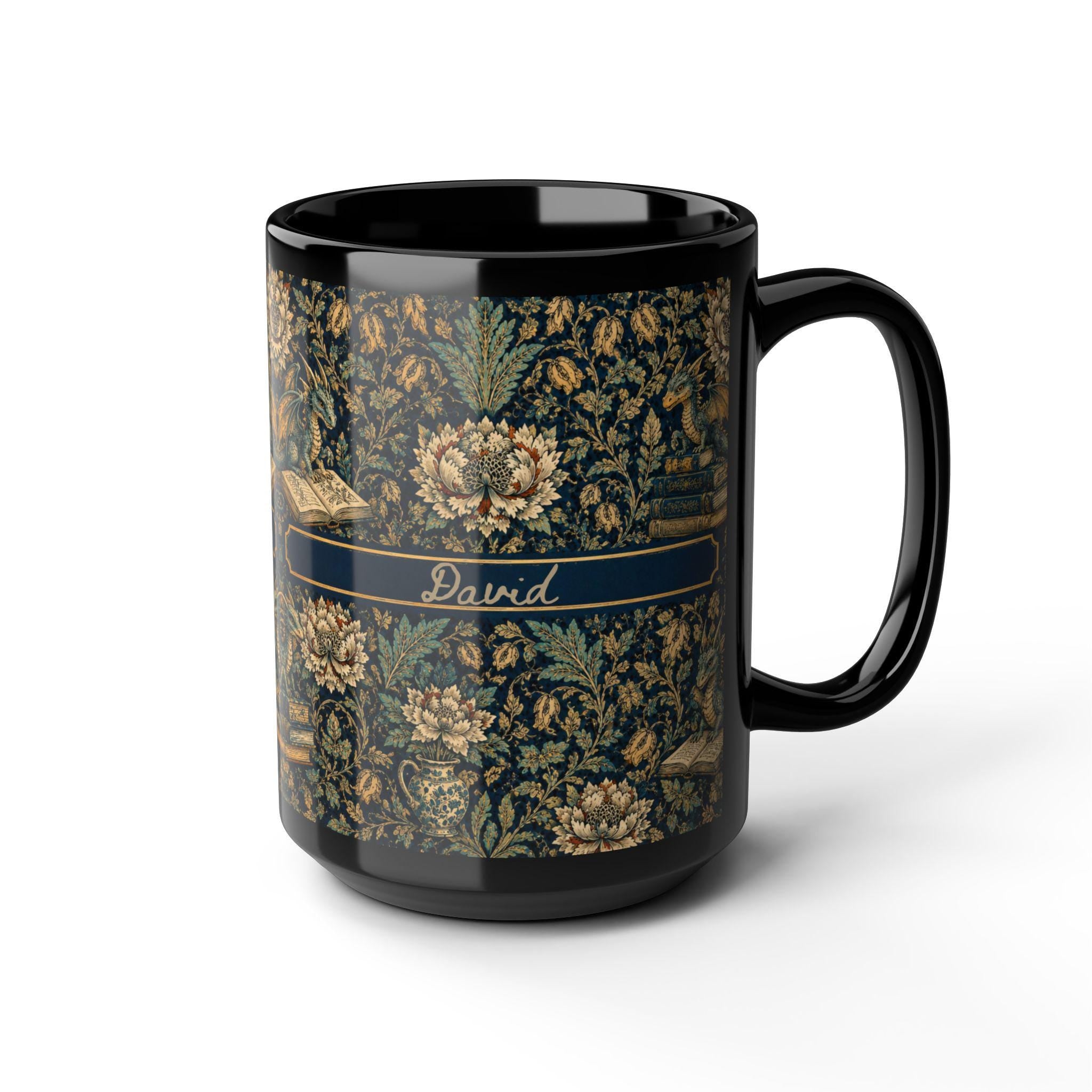 LELORESTORE Personalized Dark Academia Floral Mug Gothic Botanical Coffee Cup