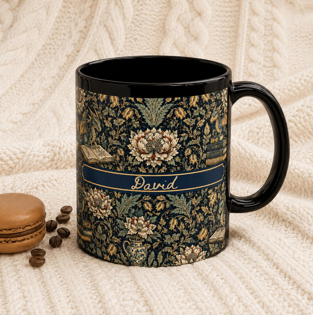 LELORESTORE Personalized Dark Academia Floral Mug Gothic Botanical Coffee Cup