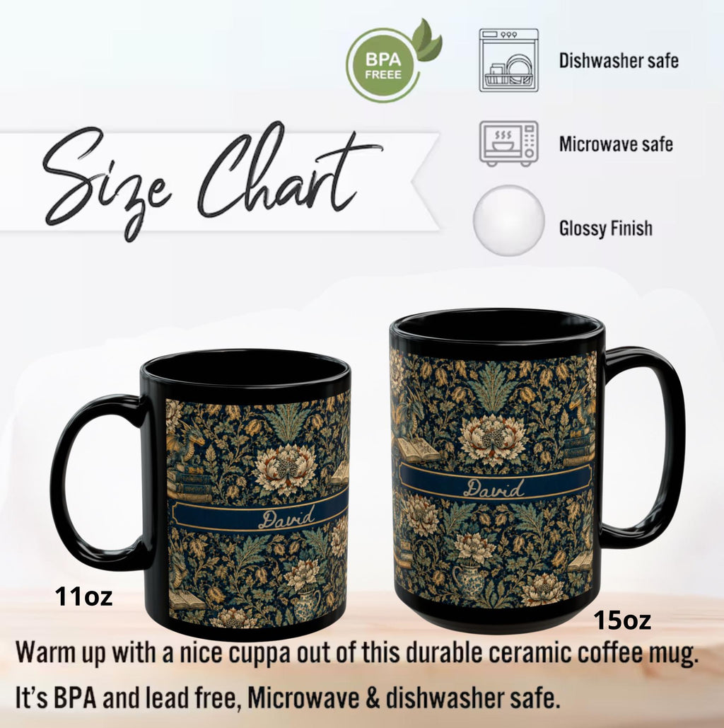 LELORESTORE Personalized Dark Academia Floral Mug Gothic Botanical Coffee Cup