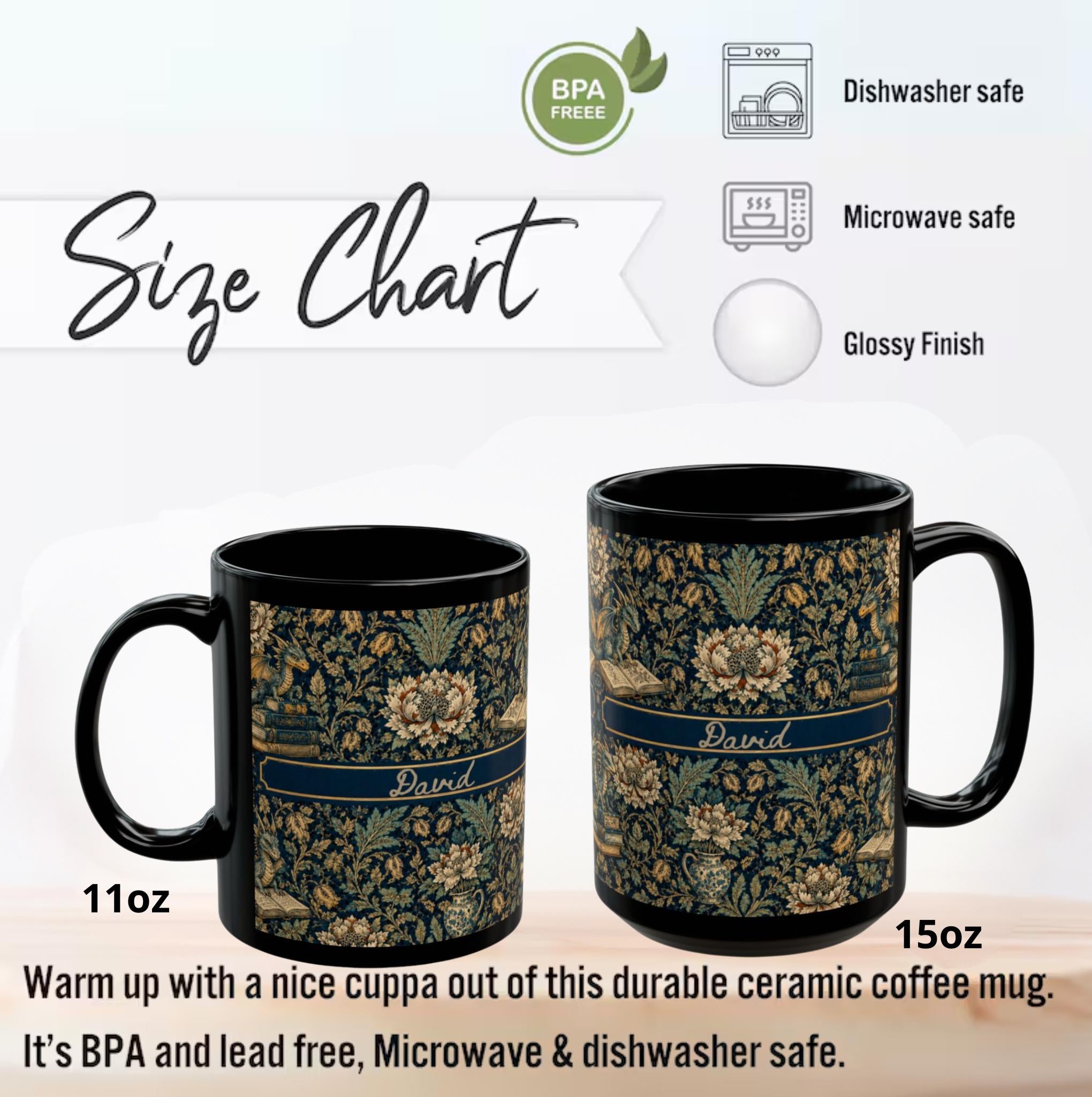 LELORESTORE Personalized Dark Academia Floral Mug Gothic Botanical Coffee Cup