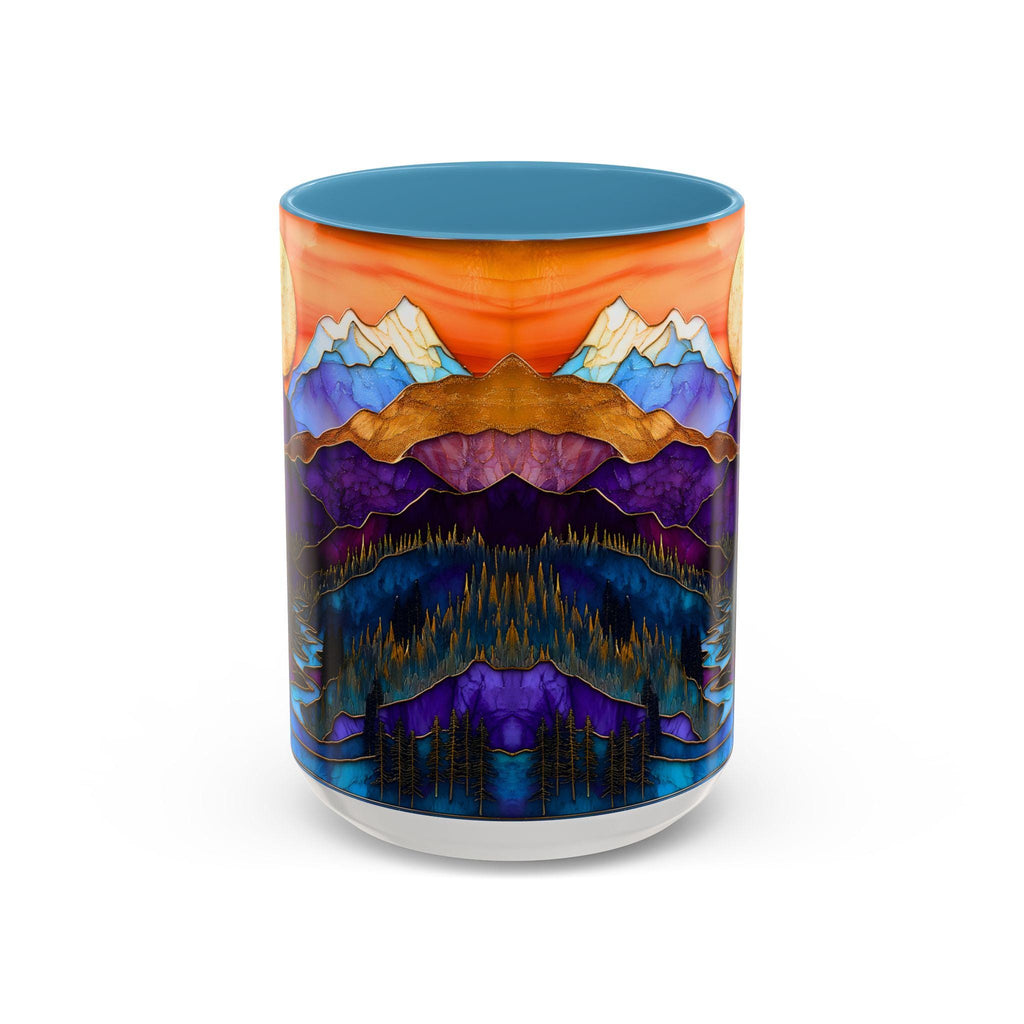 LELORESTORE Faux Stained Glass Mountain Landscape Ceramic Coffee Mug