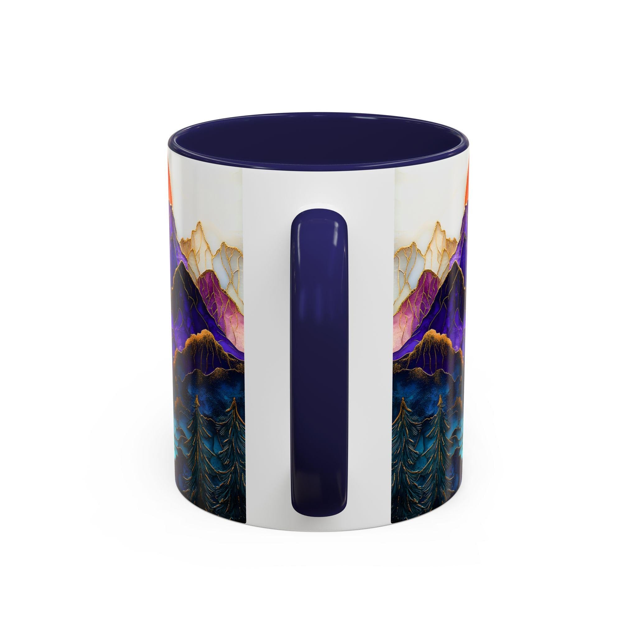 LELORESTORE Mountain Landscape Stained Glass Style Ceramic Coffee Mug
