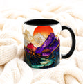 LELORESTORE Mountain Landscape Stained Glass Style Ceramic Coffee Mug