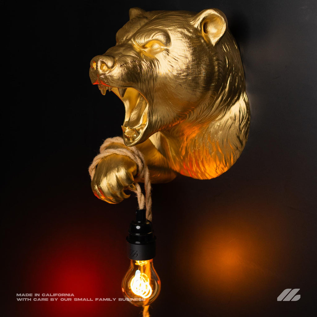 April16studio Gold Bear Wall Lamp WildlifeSculpture Sconce 12in