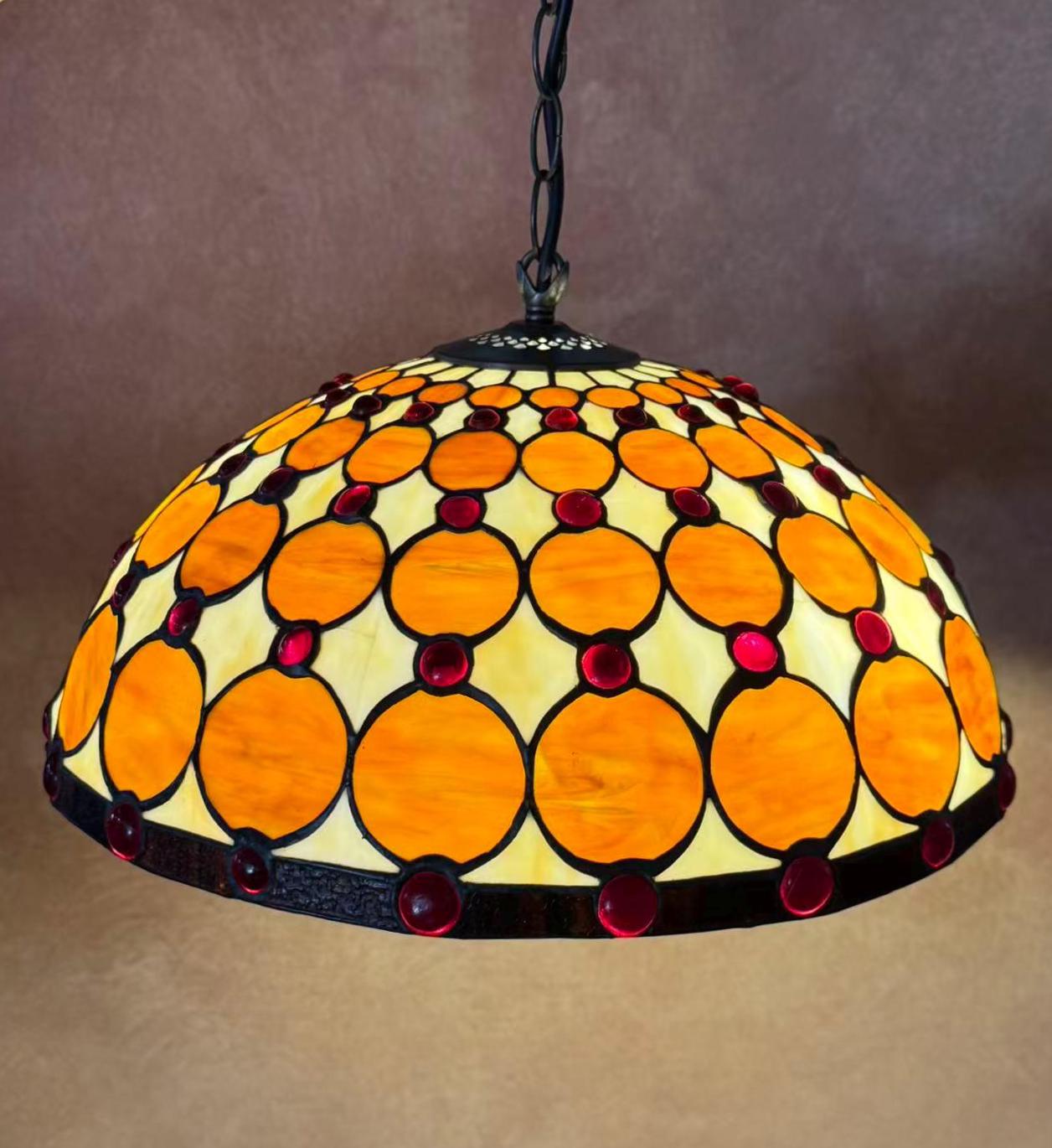 Scarlett Tiffany Dragonfly Stained Glass Pendant Lamp 14in Multicolor