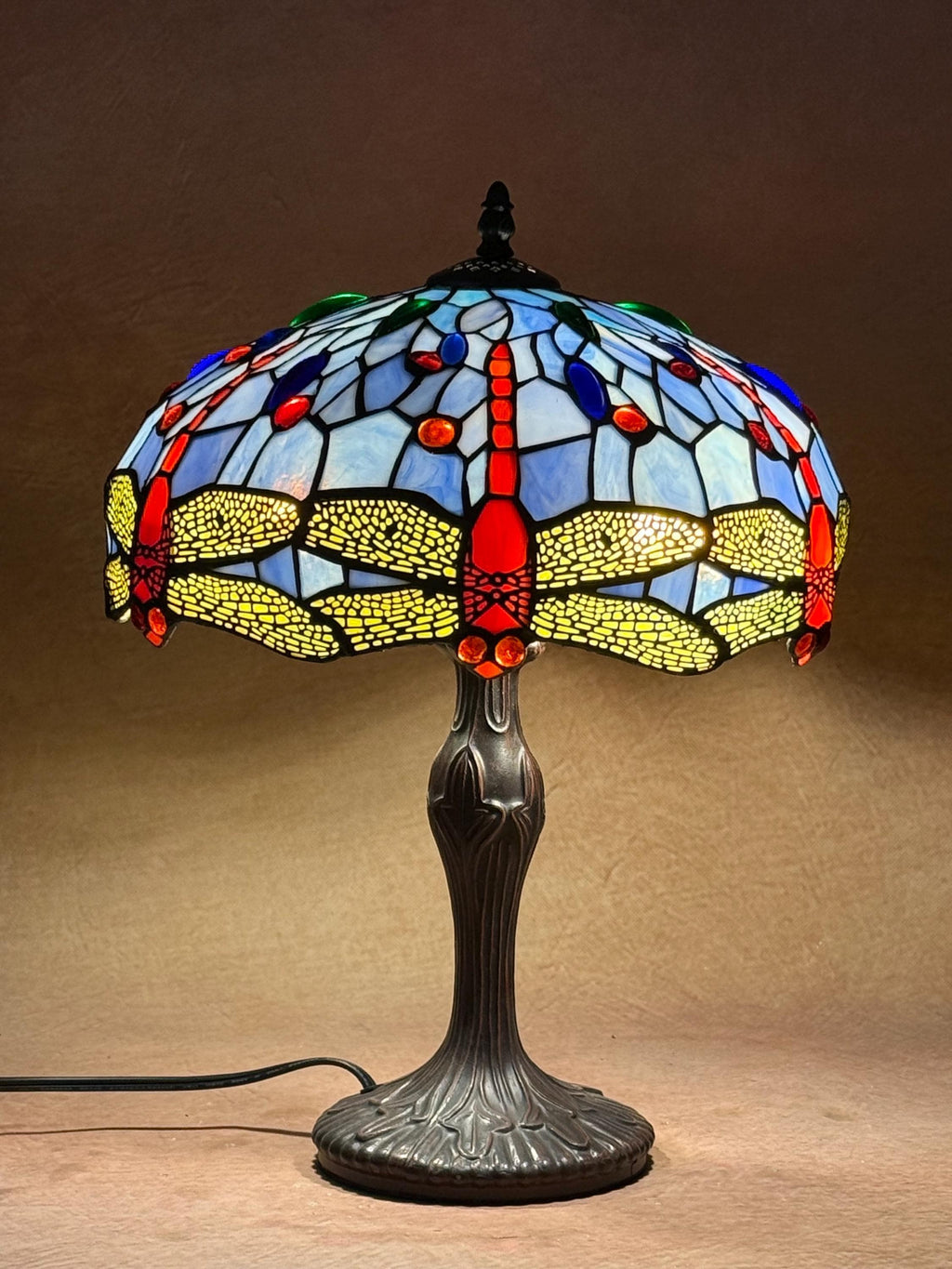 U2Antique Dragonfly Tiffany Table Lamp