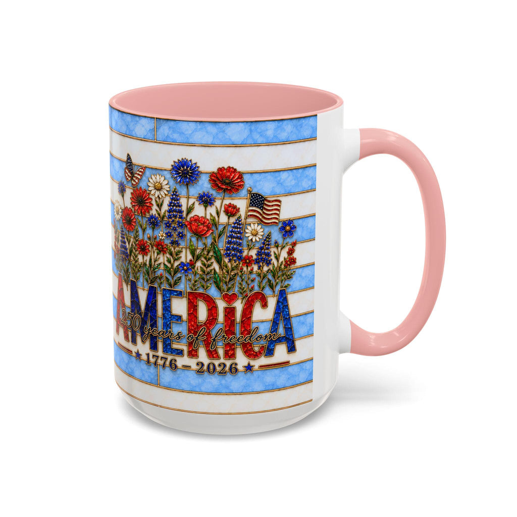 LELORESTORE America 250 Faux Stained Glass Mug Patriotic Wildflower