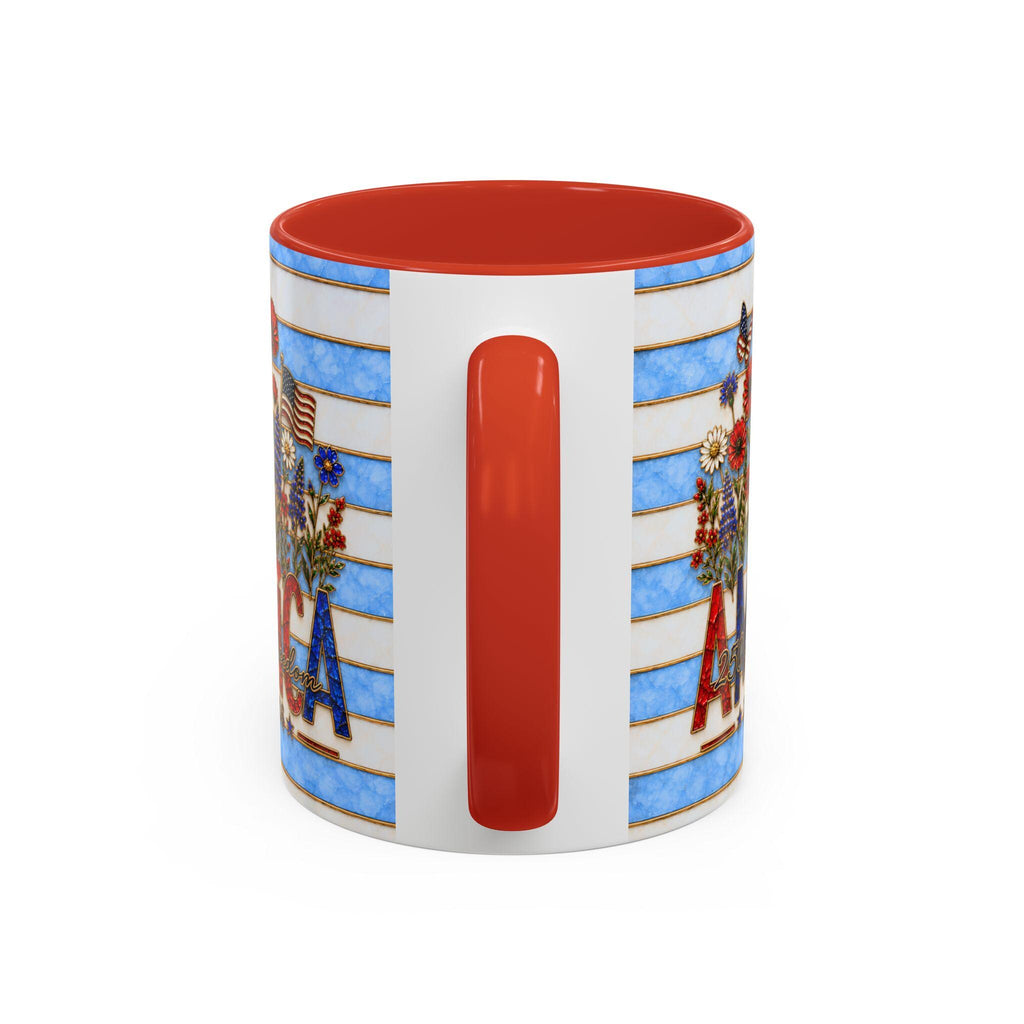 LELORESTORE America 250 Faux Stained Glass Mug Patriotic Wildflower