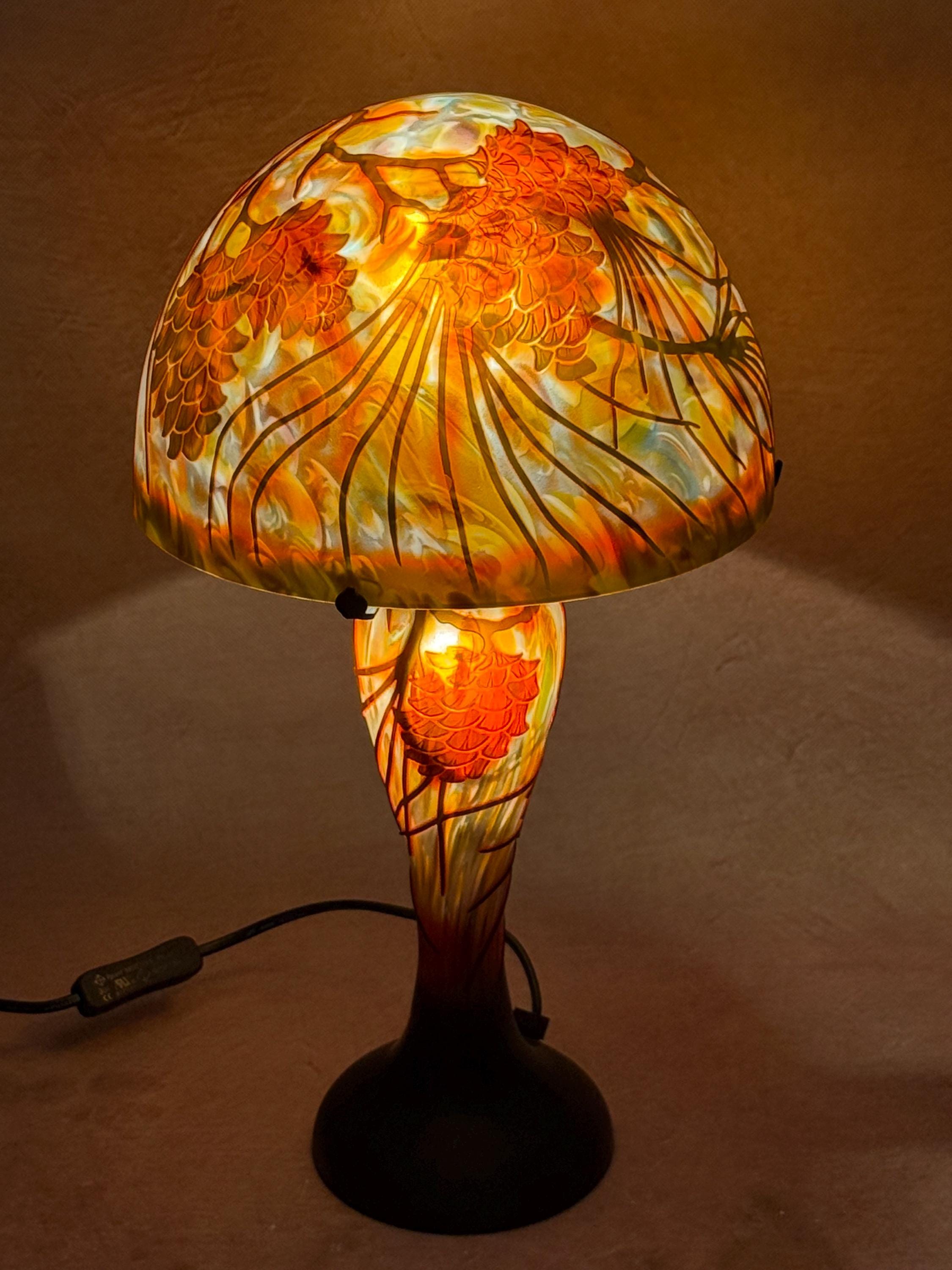 U2Antique Art Nouveau Stained Glass Table Lamp 10in Floral