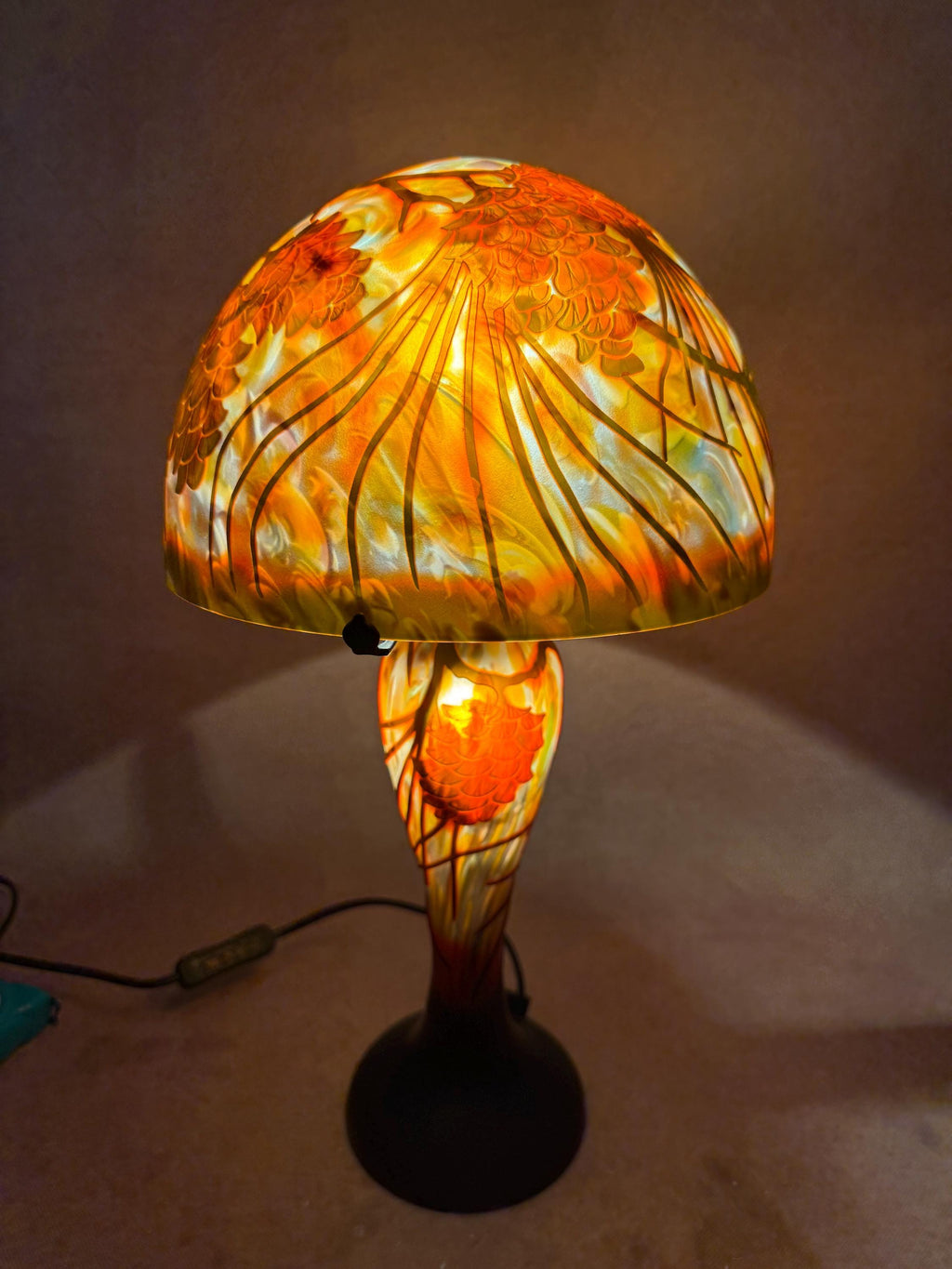 U2Antique Art Nouveau Stained Glass Table Lamp 10in Floral