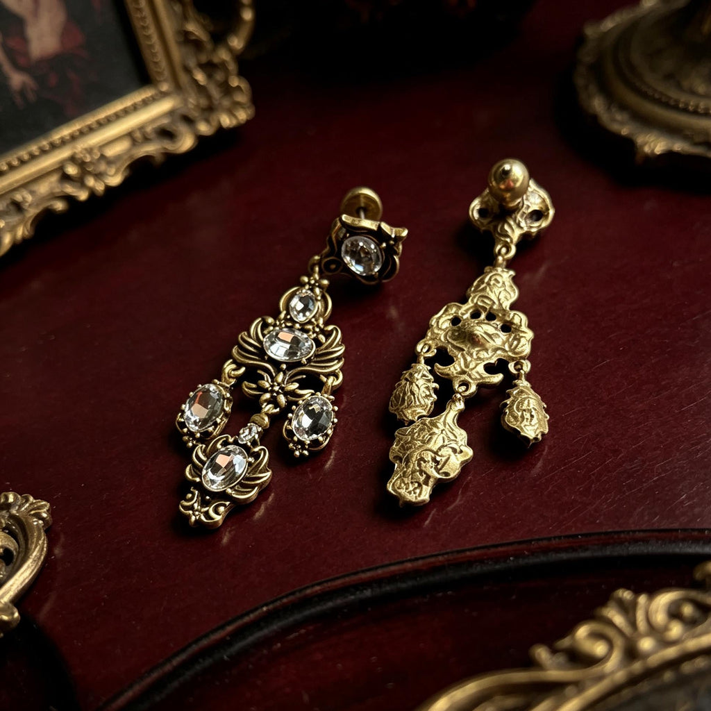 MourningGardenStudio Victorian Crystal Chandelier Drop Earrings K9
