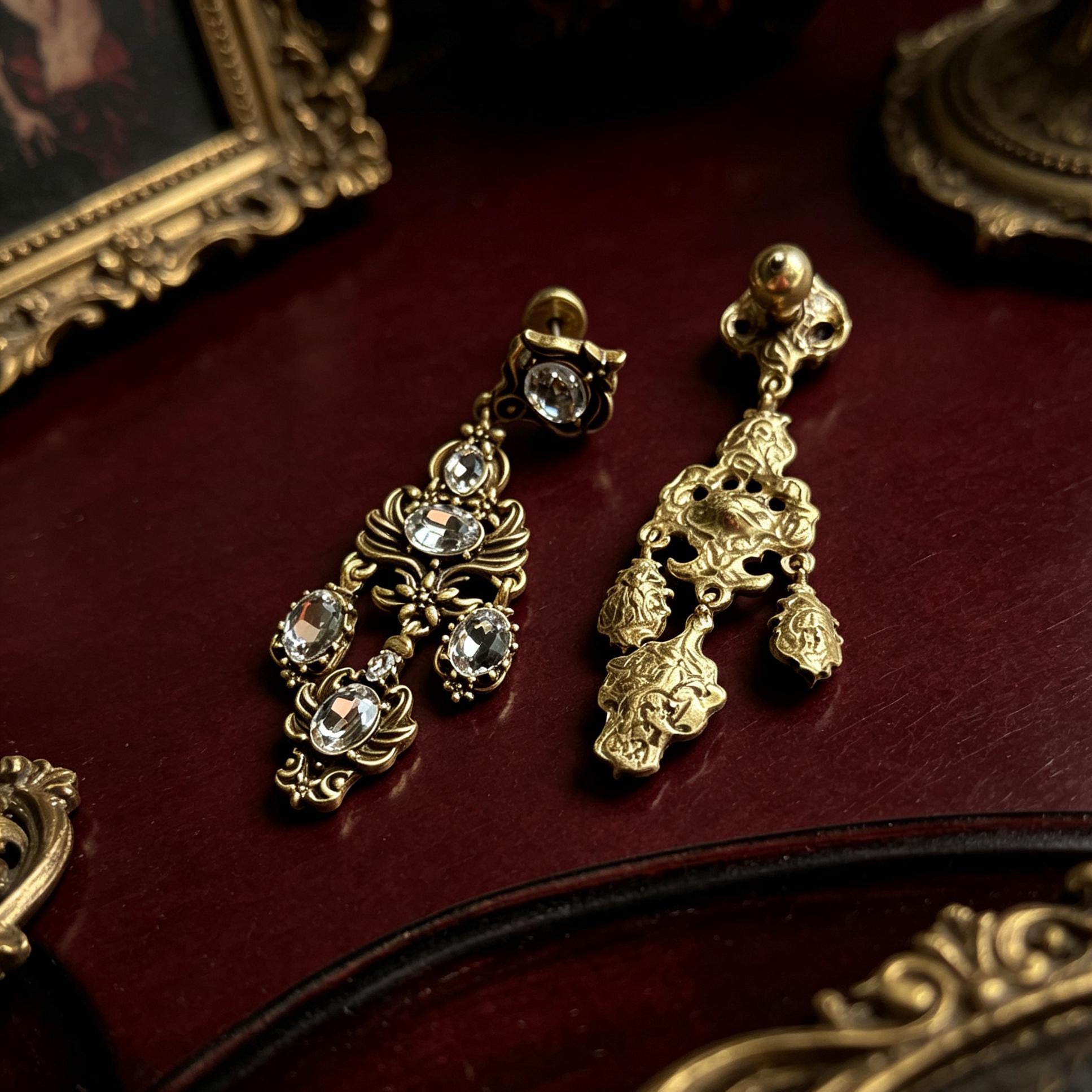 MourningGardenStudio Victorian Crystal Chandelier Drop Earrings K9