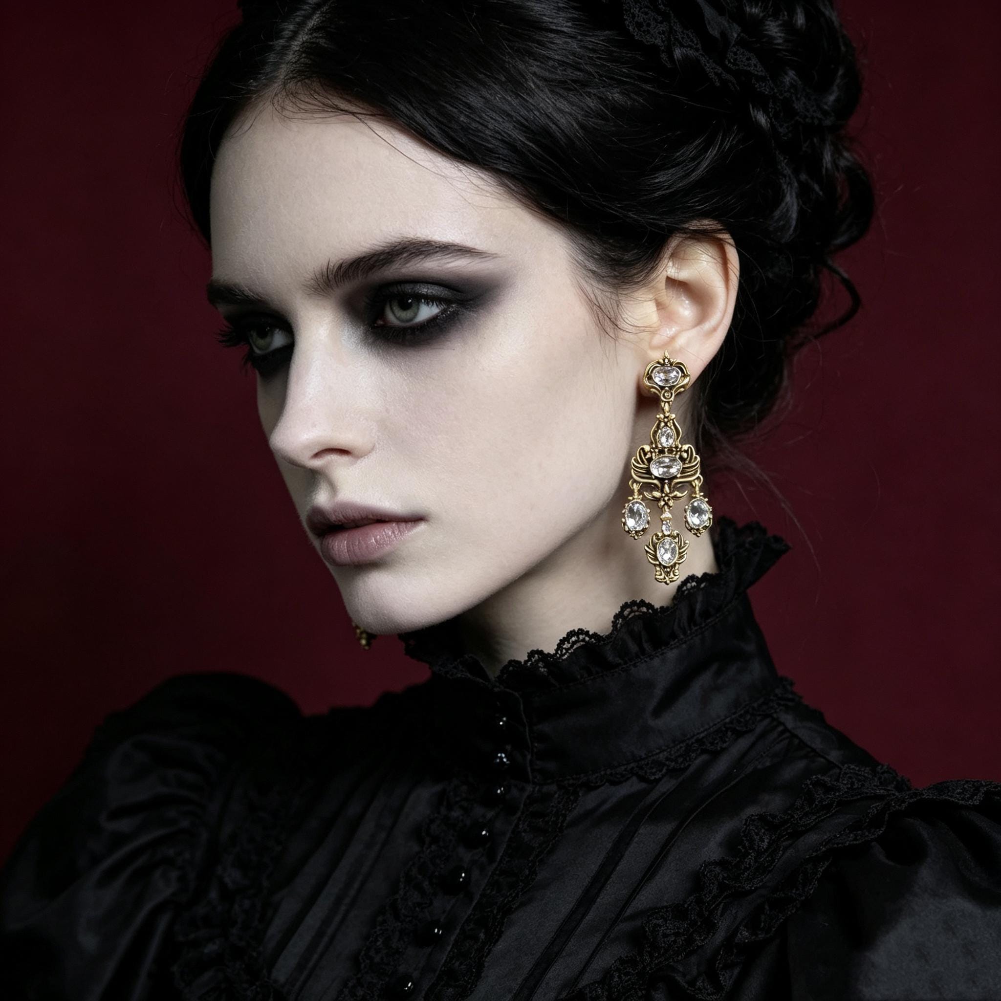 MourningGardenStudio Victorian Crystal Chandelier Drop Earrings K9