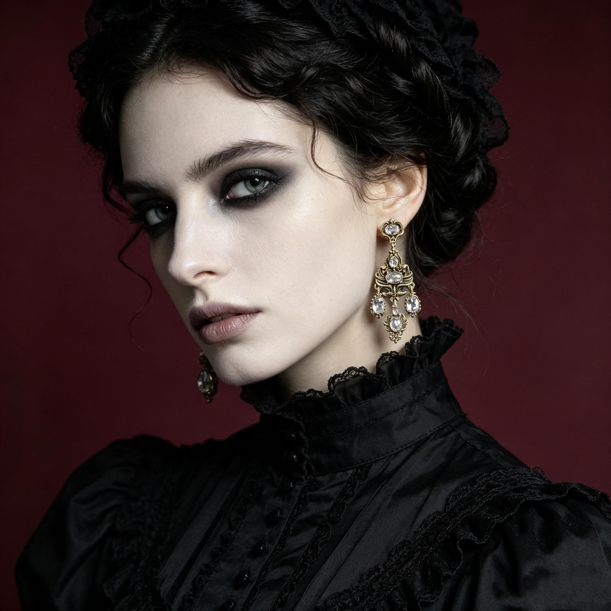 MourningGardenStudio Victorian Crystal Chandelier Drop Earrings K9