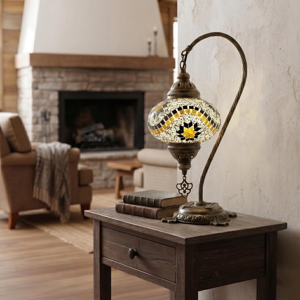 MoslandHome Handmade Turkish Moroccan Mosaic Table Lamp LED