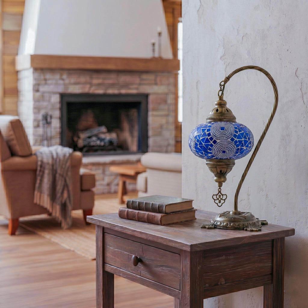 MoslandHome Handmade Turkish Moroccan Mosaic Table Lamp LED