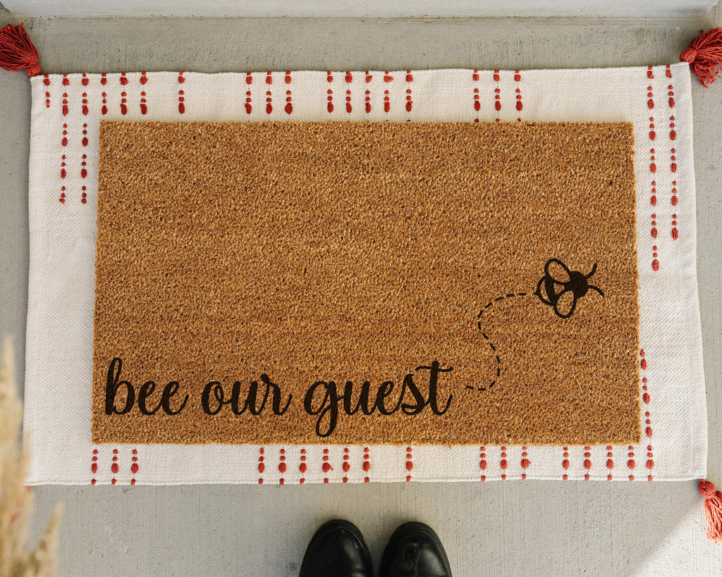 HamlinRowShop Bee Our Guest Coir Doormat Spring Decor