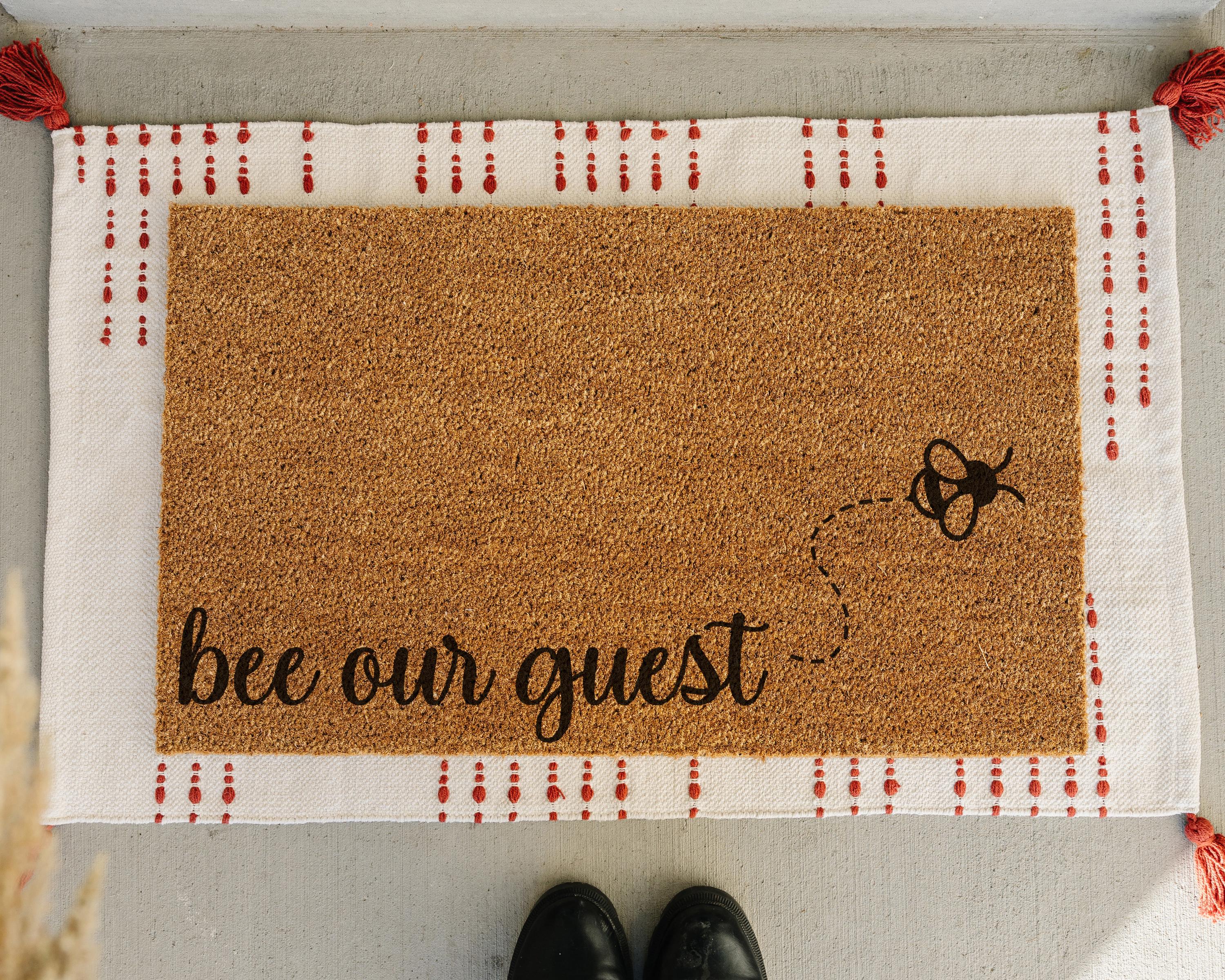 HamlinRowShop Bee Our Guest Coir Doormat Spring Decor