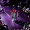 Victorian Gothic Candelabra Necklace Red Crystal Pendant for Vampire Ball Gift