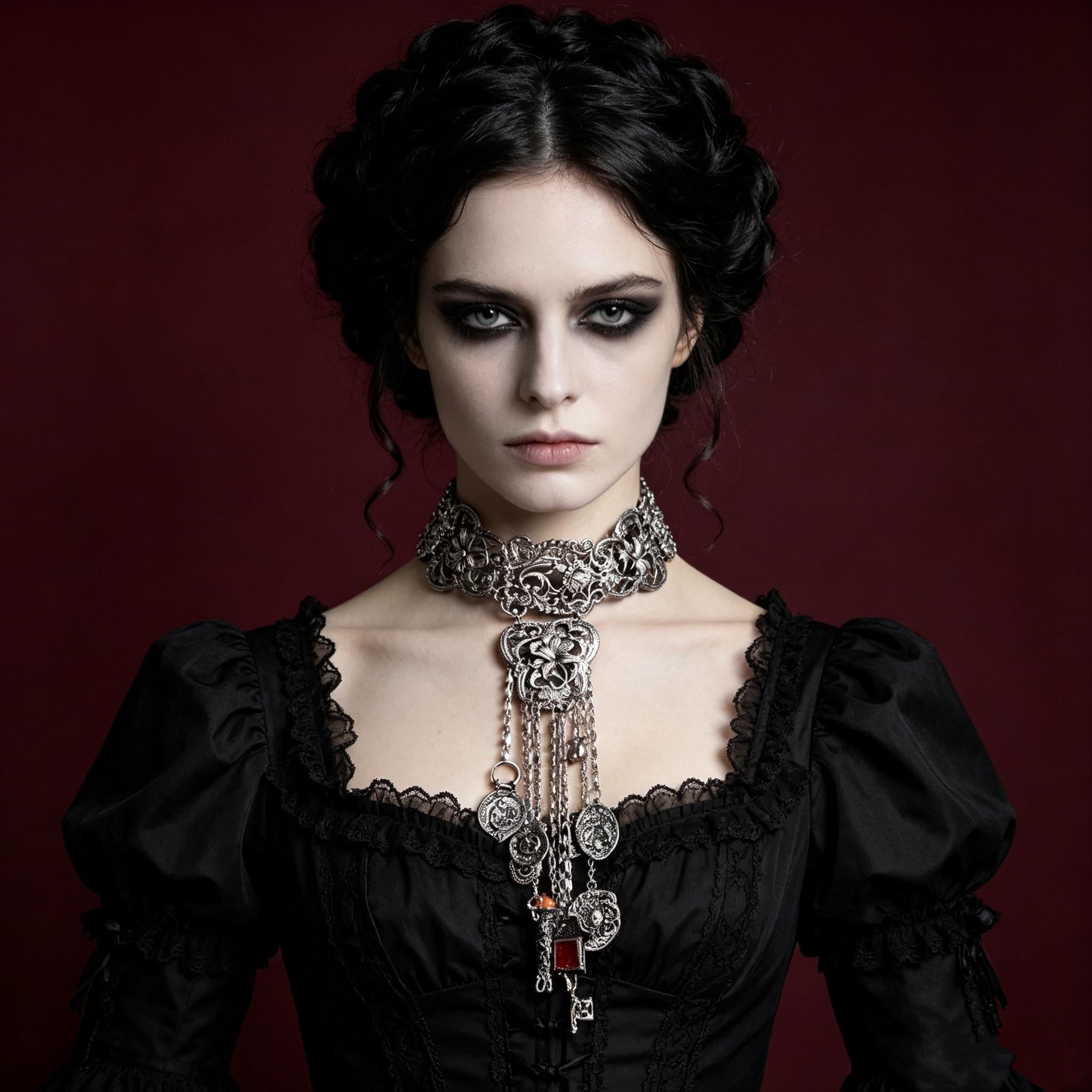 Victorian Gothic Choker Necklace Antique Key Tassels