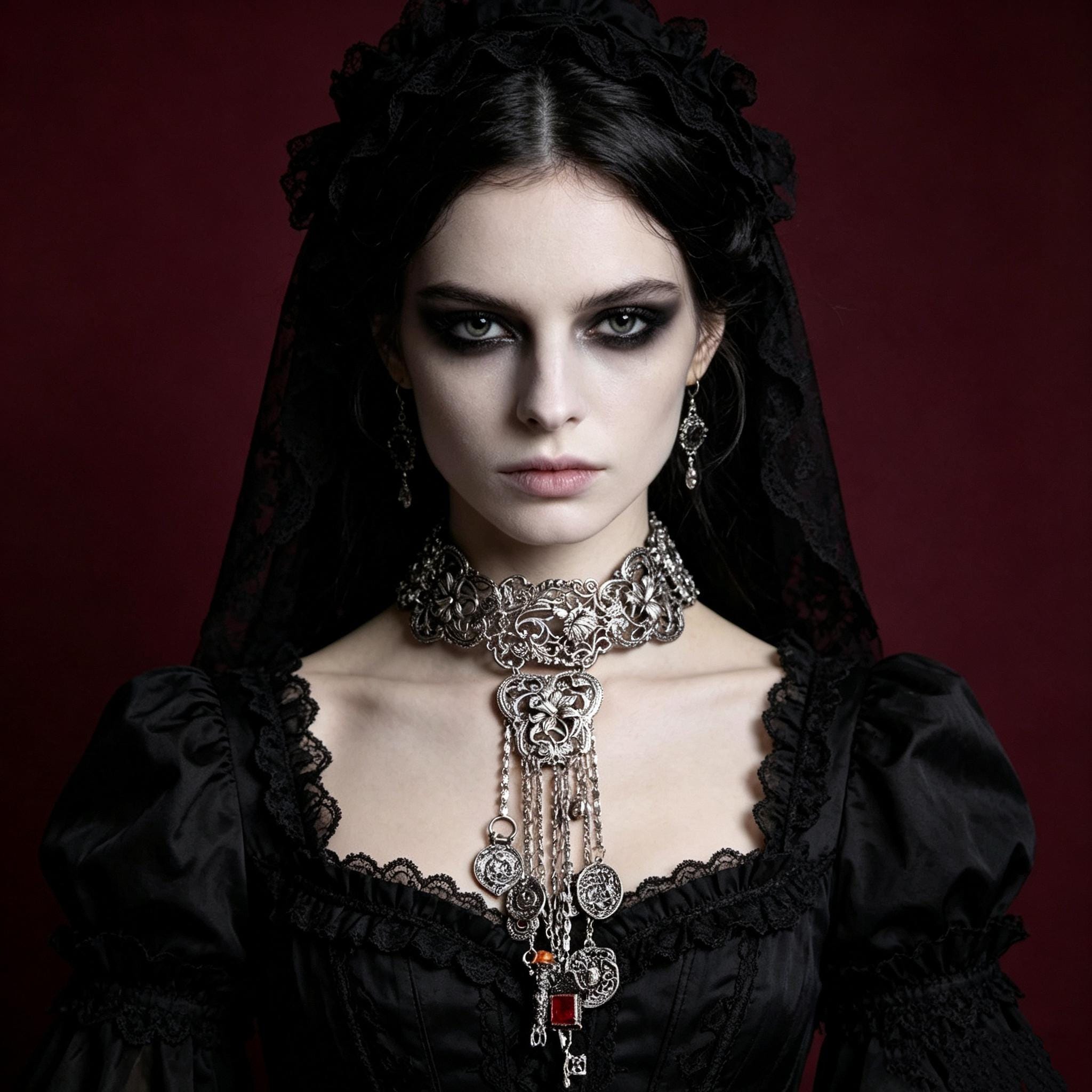 Victorian Gothic Choker Necklace Antique Key Tassels