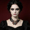 MourningGardenStudio Black Spinel Spider Choker Hand Beaded Gothic Necklace
