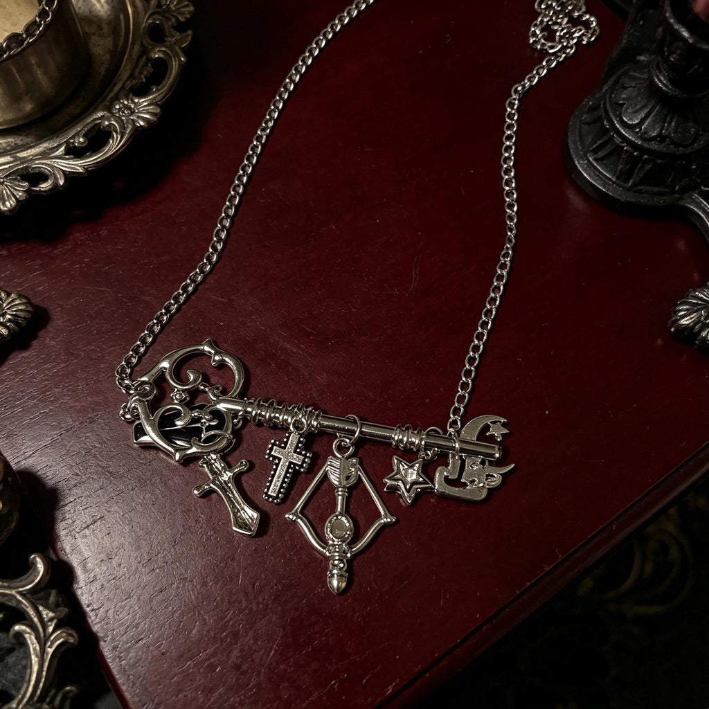 MourningGardenStudio Gothic Key Necklace Antique Charm Pendant Victorian