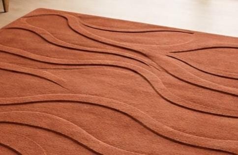 RugverseCreations Terracotta Wave Hand Tufted Wool Area Rug