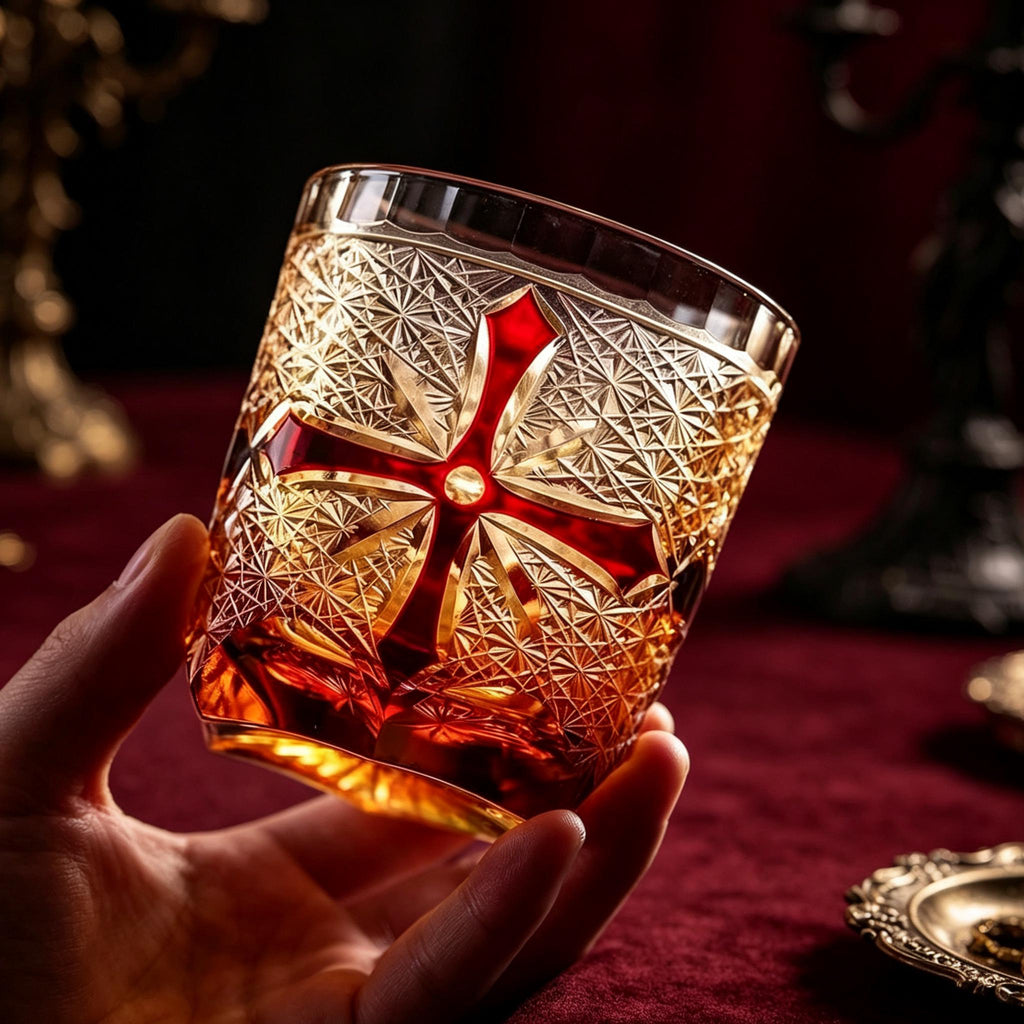 Hand Blown Crystal Tumbler Gothic Whiskey Glass Victorian Vampire