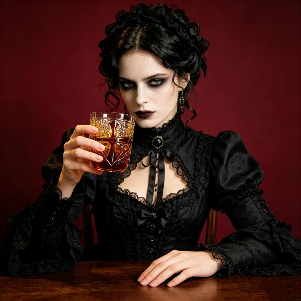 Hand Blown Crystal Tumbler Gothic Whiskey Glass Victorian Vampire